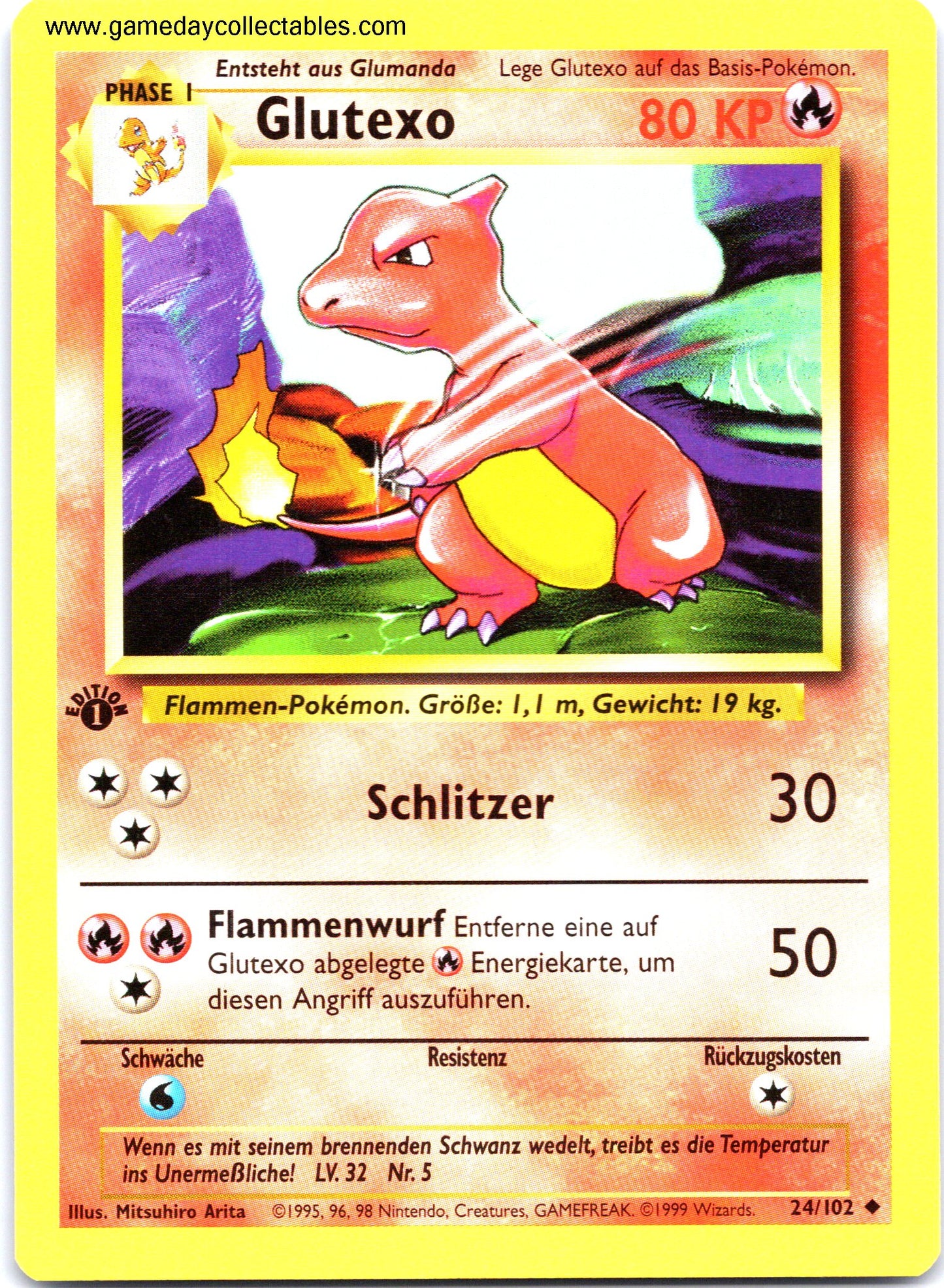 #024/102 Glutexo (Charmeleon) - Base Set (German) - 1st Ed Uncommon (Ungraded Near Mint)