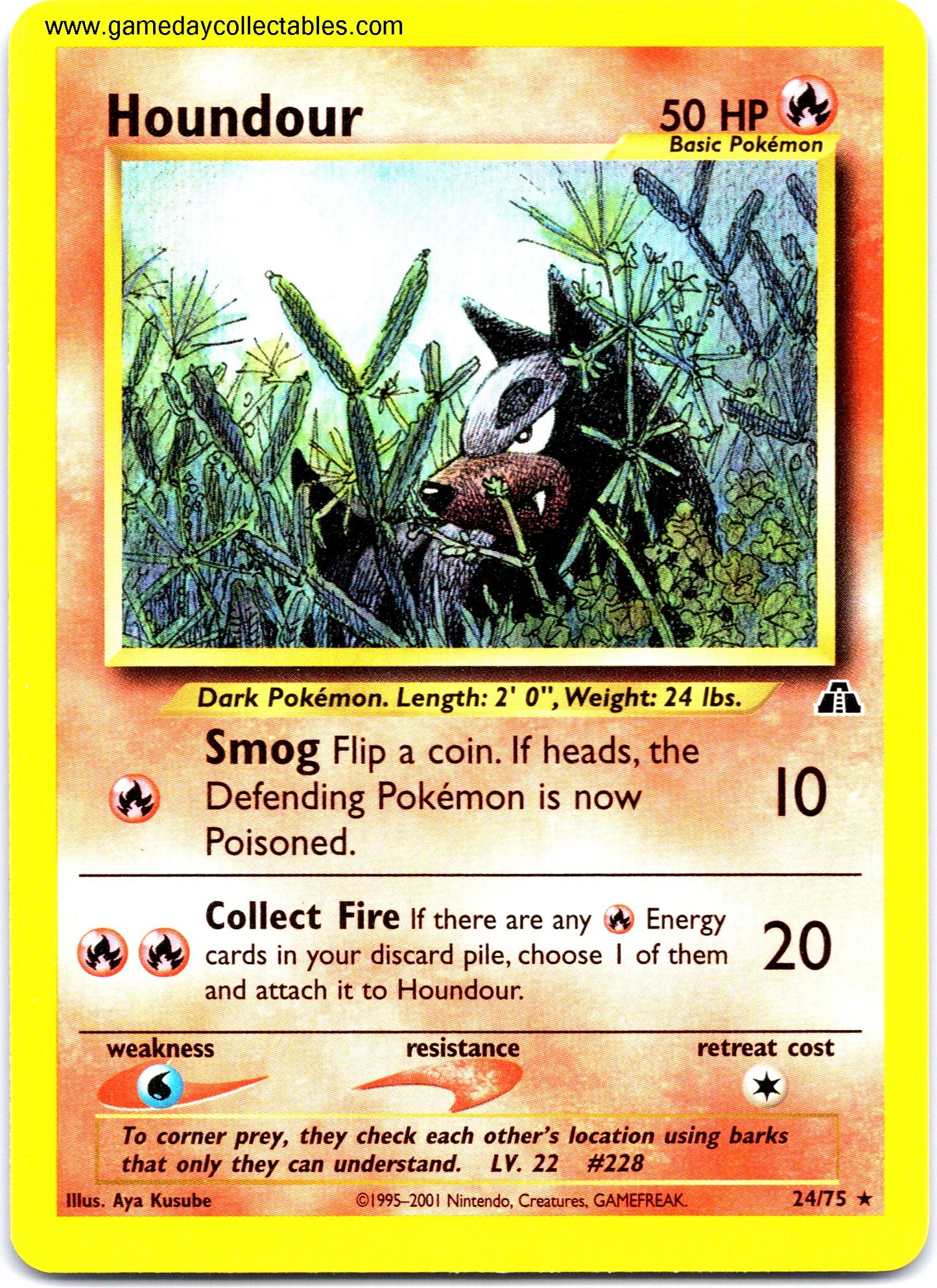 #024 Houndour - Neo Discovery - Non Holo Rare (Ungraded Near Mint)