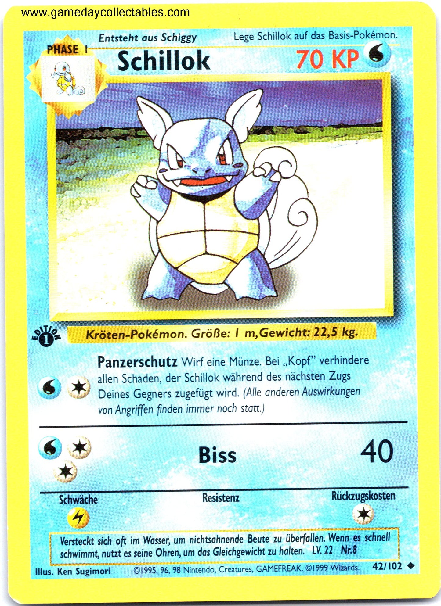 #042/102 Schillok (Wartortle) - Base Set (German) - 1st Ed Common (Ungraded Near Mint)