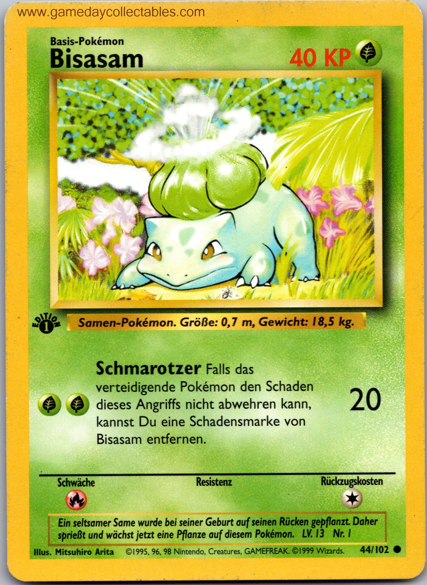#044/102 Bisasam (Bulbasaur) - Base Set (German) - 1st Ed Common (Ungraded Near Mint)