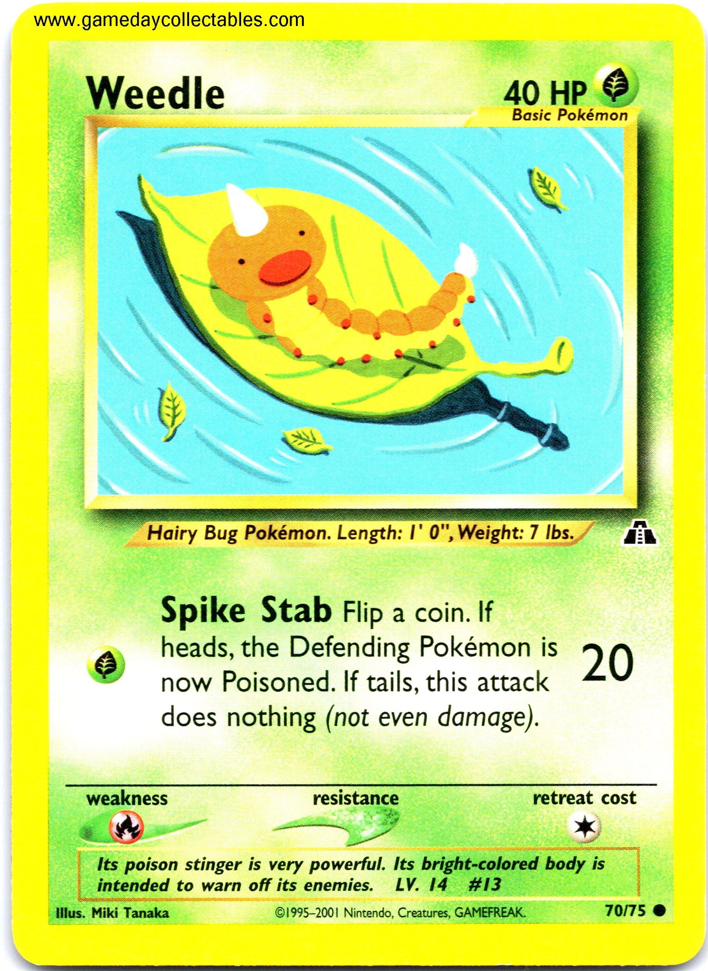 #070 Weedle - Neo Discovery - Common (Ungraded Near Mint)