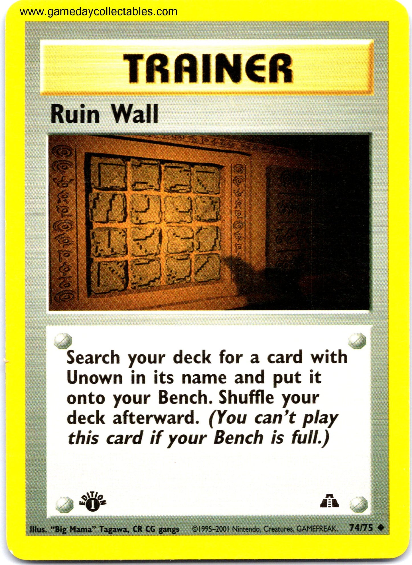 #074 Ruin Wall - Neo Discovery - 1st Ed Uncommon (Ungraded Near Mint)