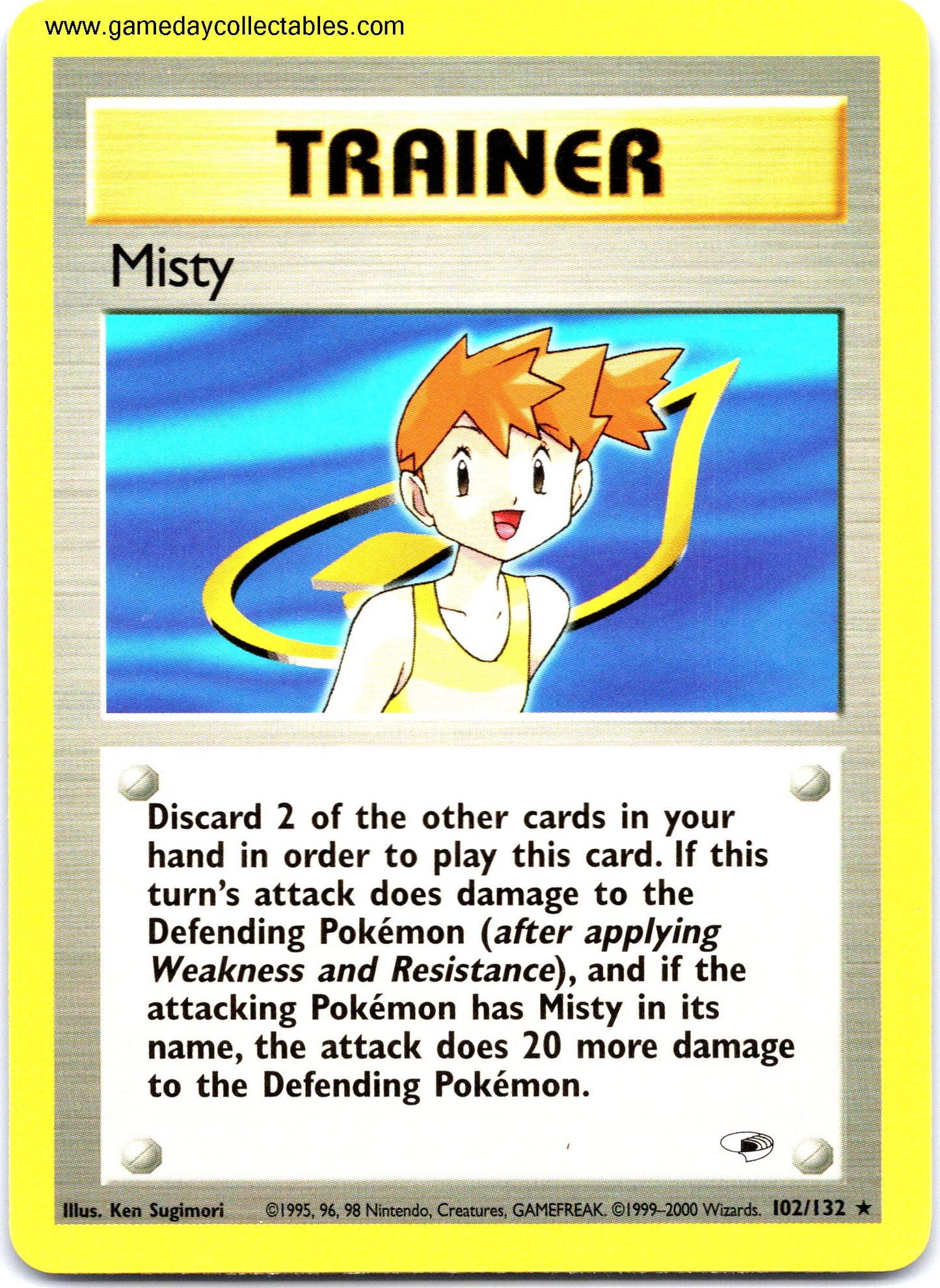 #102 Misty - Gym Heroes - Non Holo Rare (Ungraded Near Mint)
