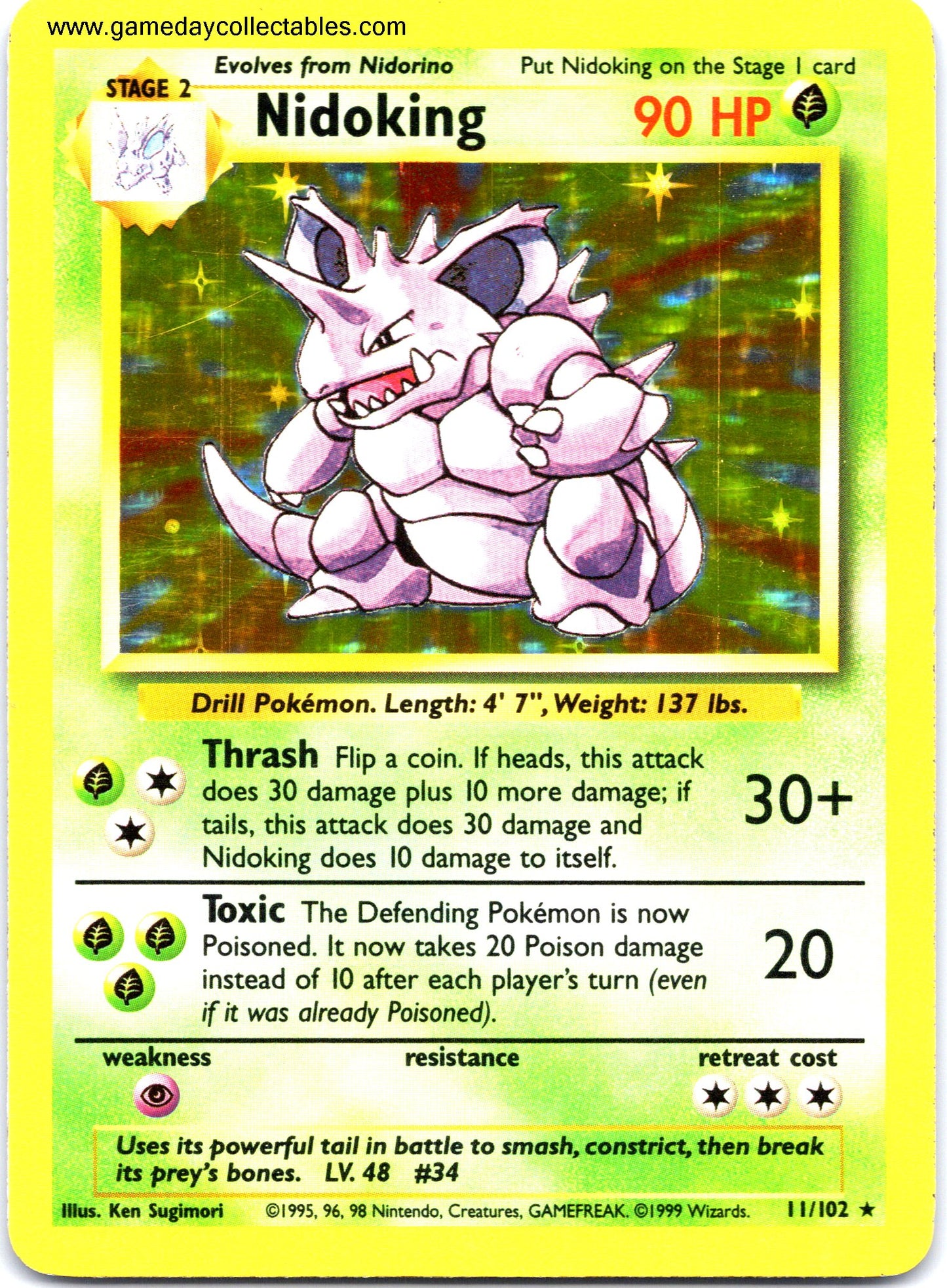 #011 Nidoking - Base Set - Holo Rare (Ungraded Near Mint)