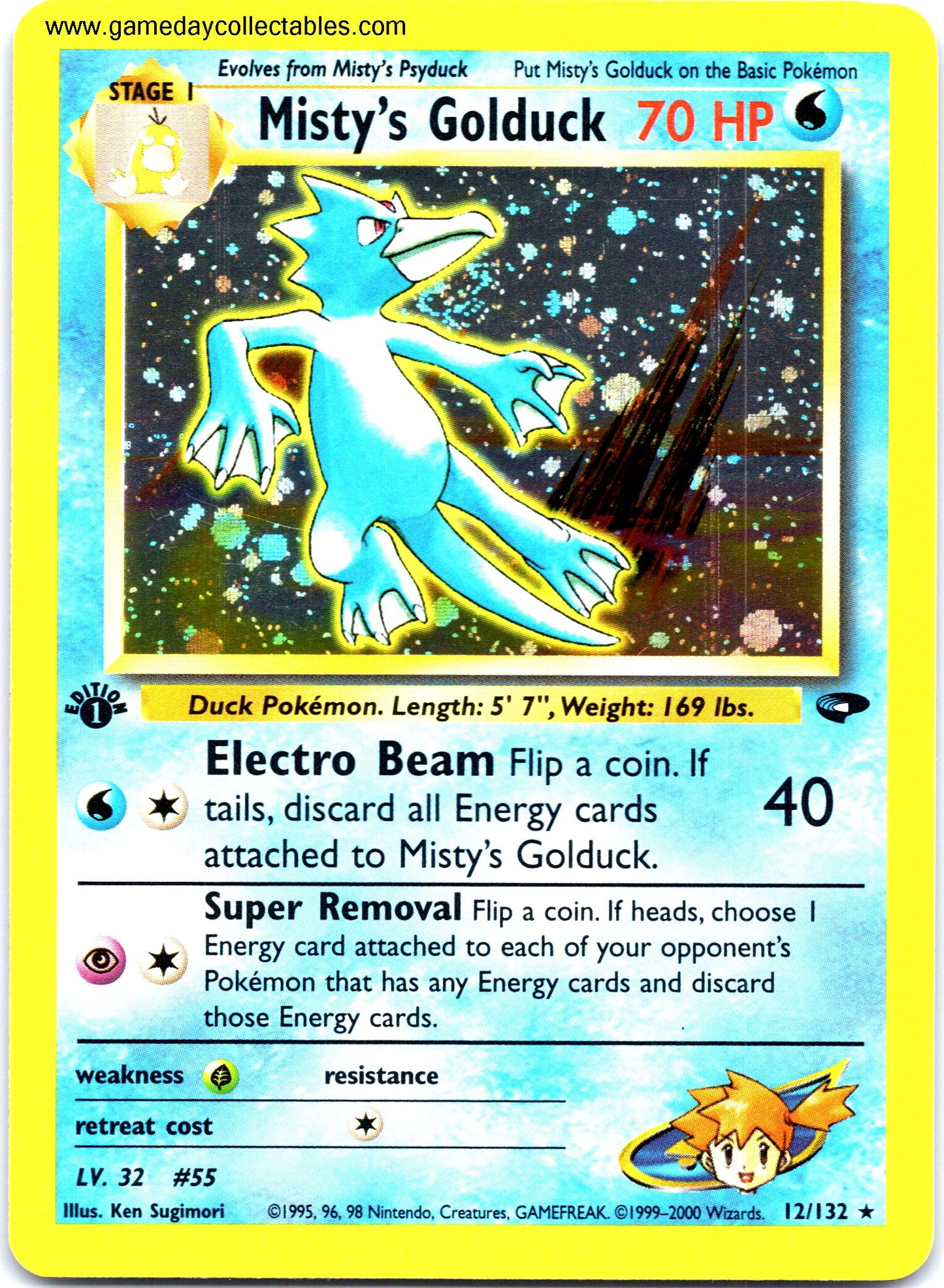 #012 Misty's Golduck - Gym Challenge - Holo Rare (Ungraded Near Mint)