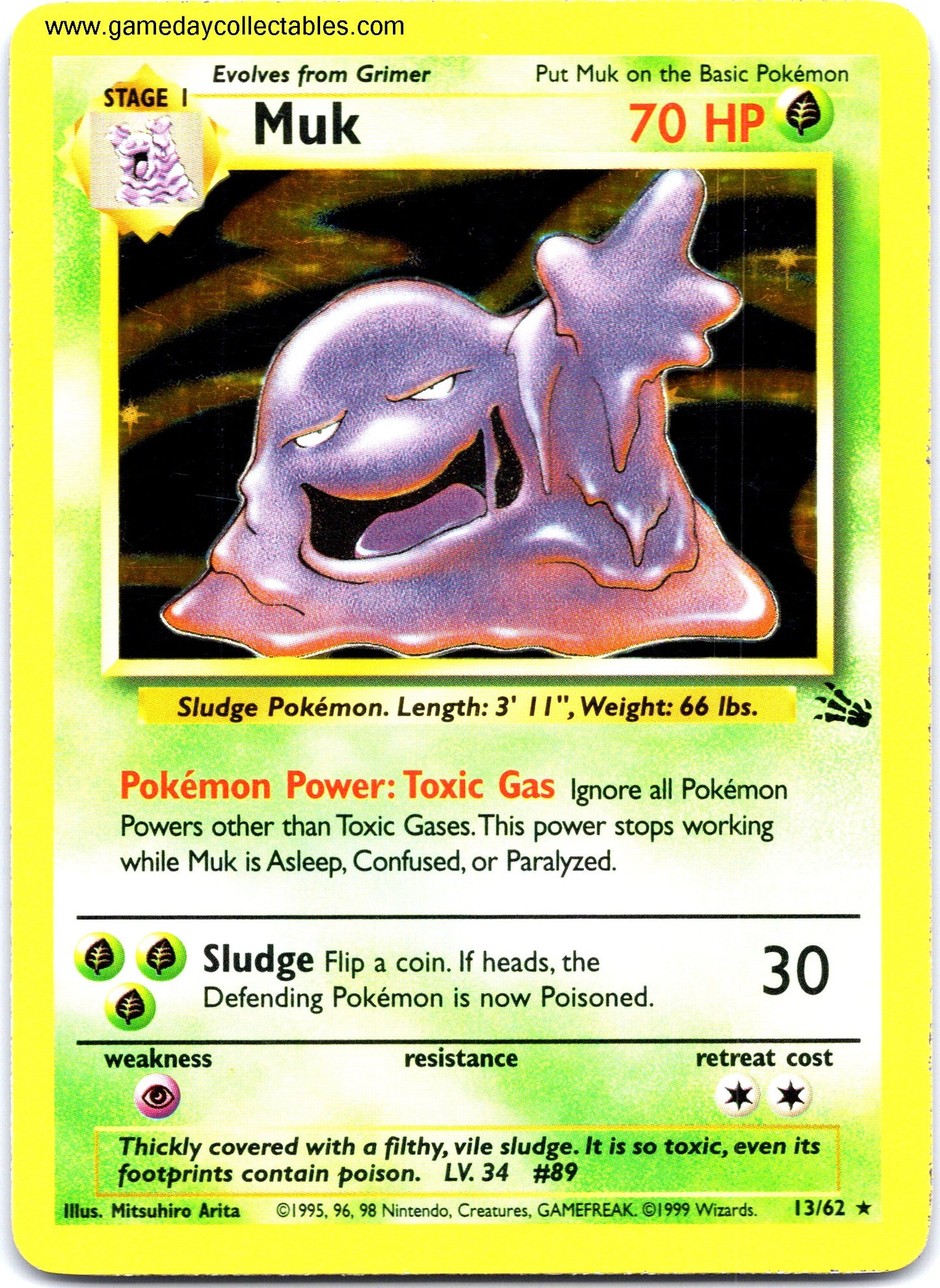 #13 Muk - Fossil - Holo Rare (Ungraded Near Mint)