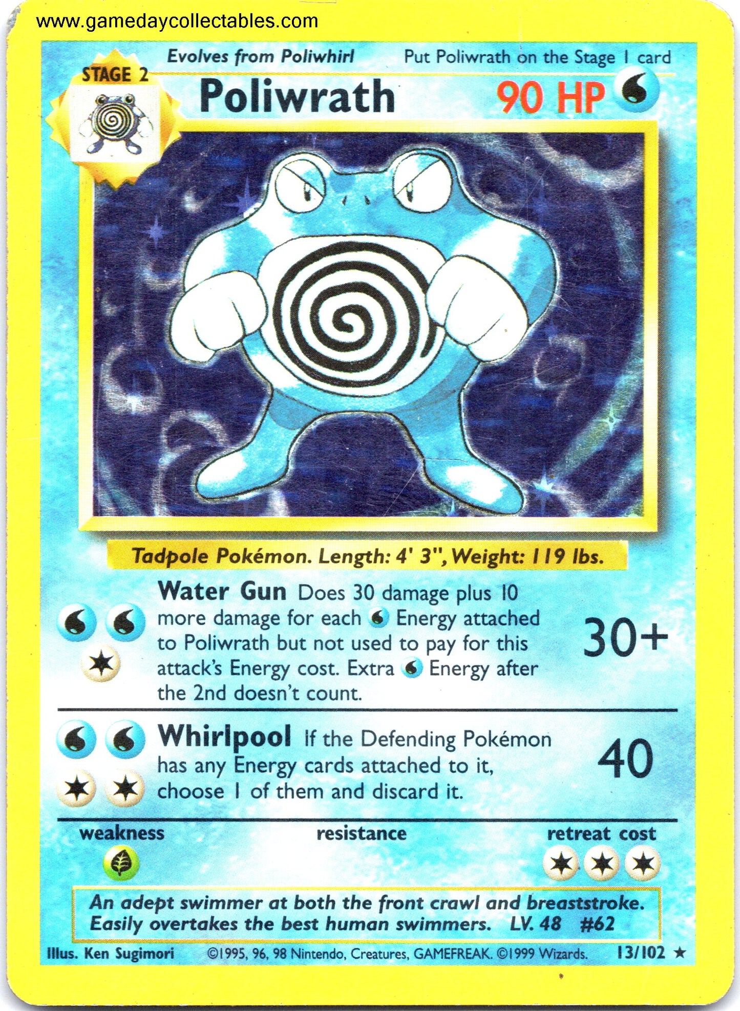 #013 Poliwrath - Base Set - Holo Rare (Ungraded Near Mint)