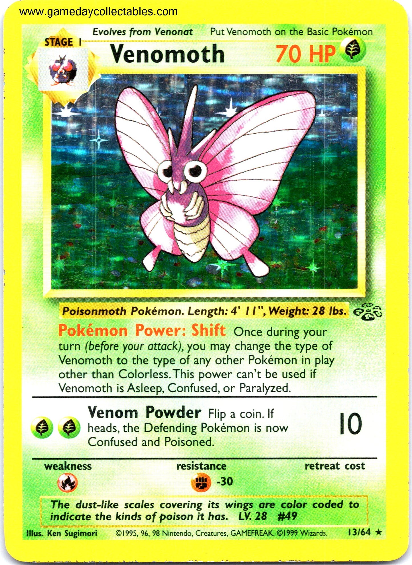 #13 Venomoth - Jungle - Holo Rare (Ungraded Near Mint)