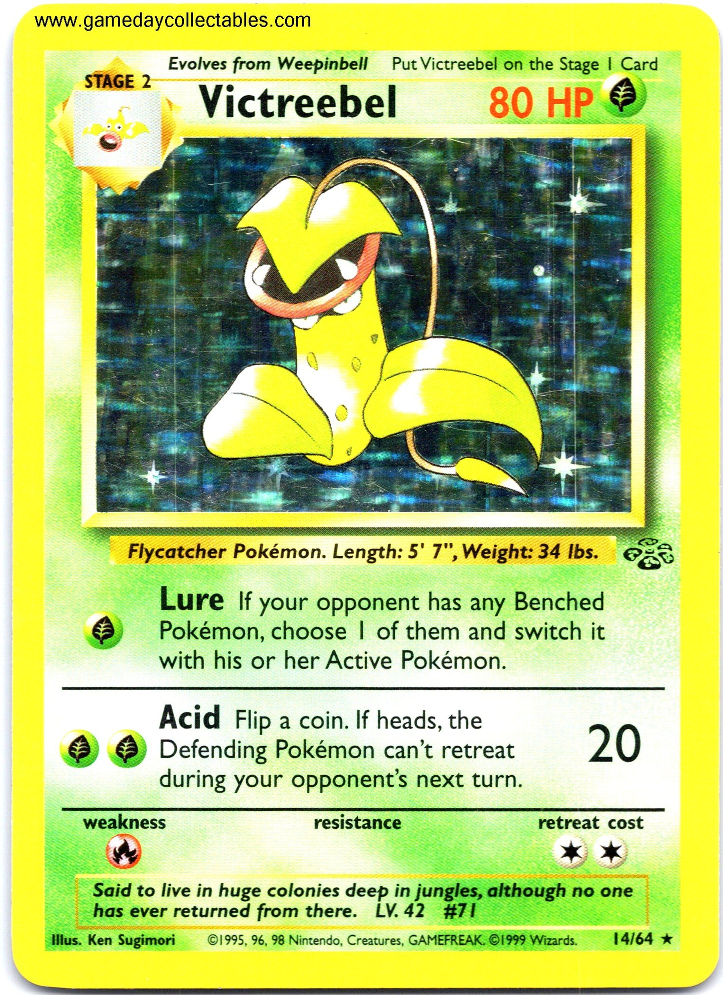 #14 Victreebel - Jungle - Holo Rare (Ungraded Near Mint)