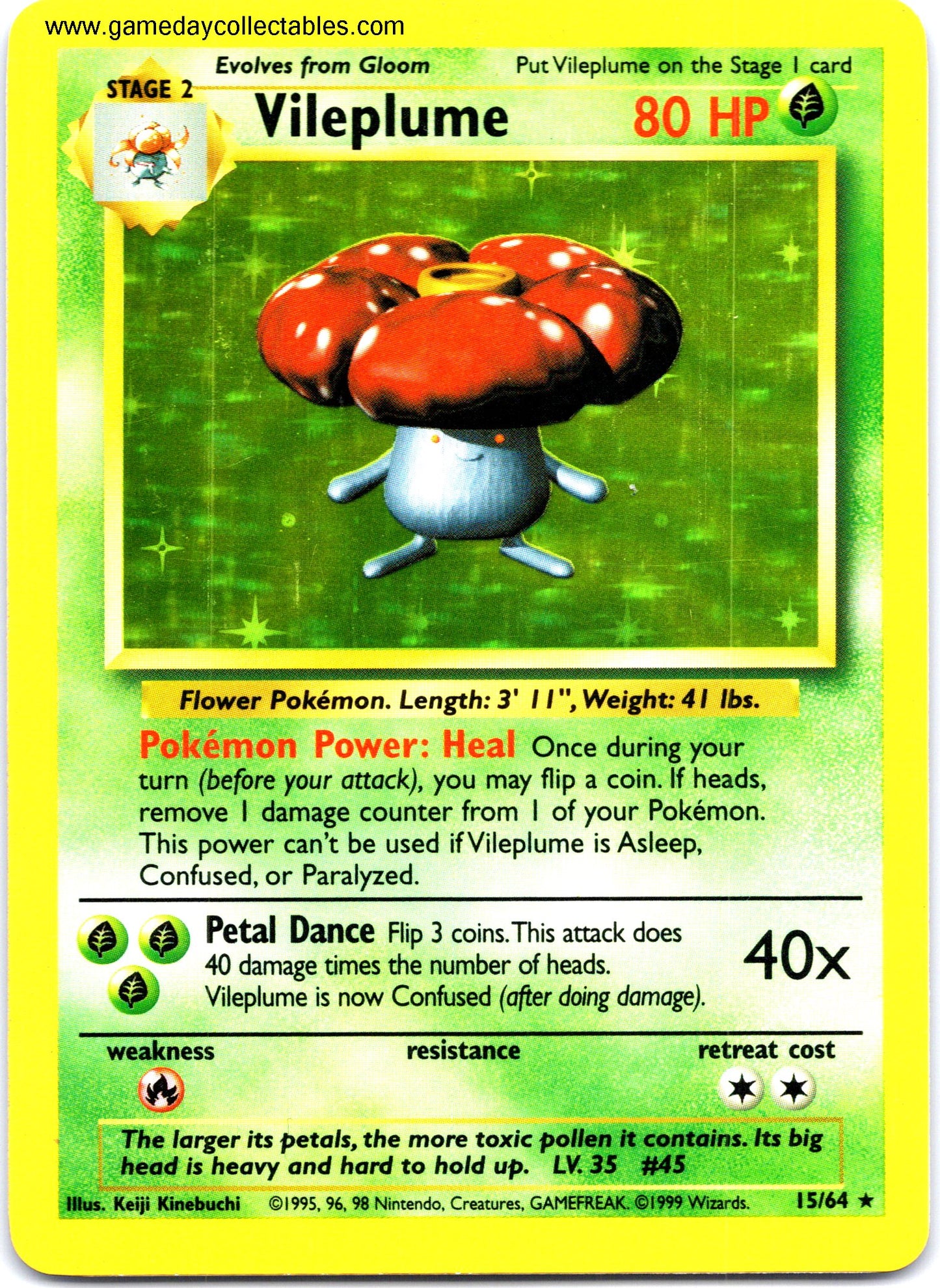 #15 Vileplume - Jungle - Holo Rare - No Jungle Symbol (Ungraded Near Mint)