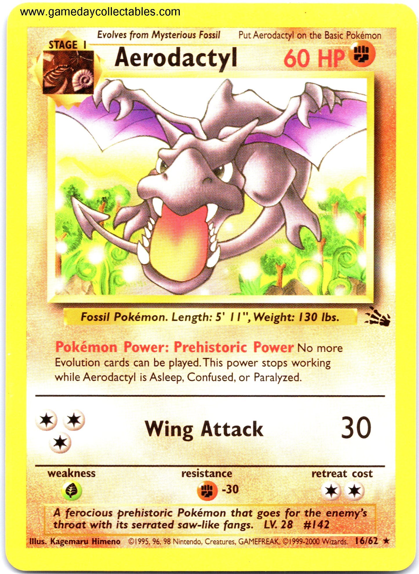 #16 Aerodactyl - Fossil - Non Holo Rare (Ungraded Near Mint)