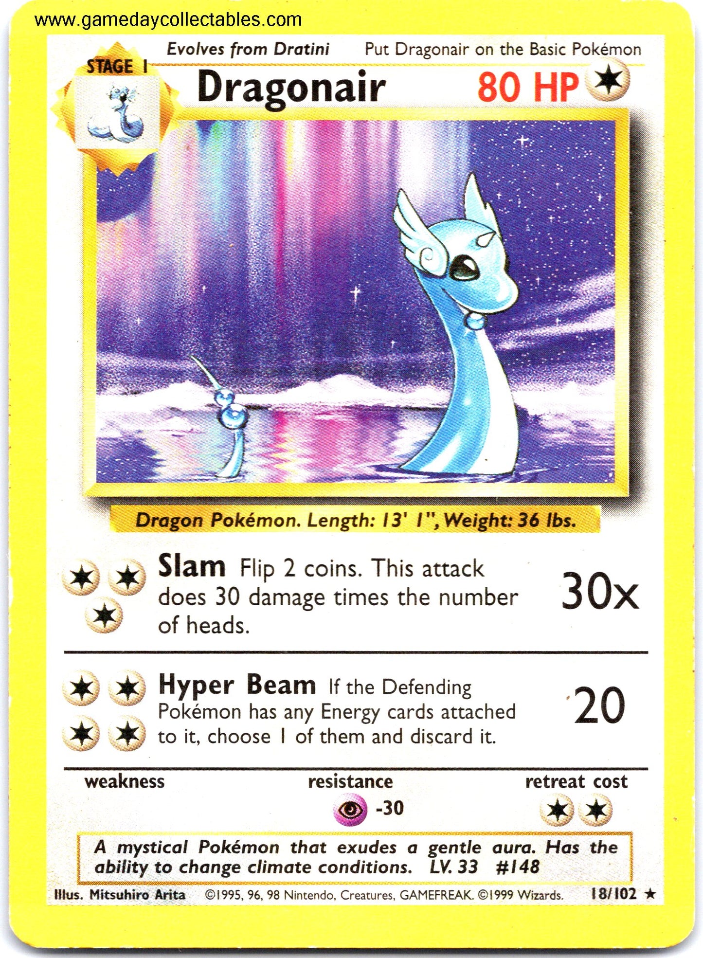 #018 Dragonair - Base Set - Non Holo Rare (Ungraded Near Mint)