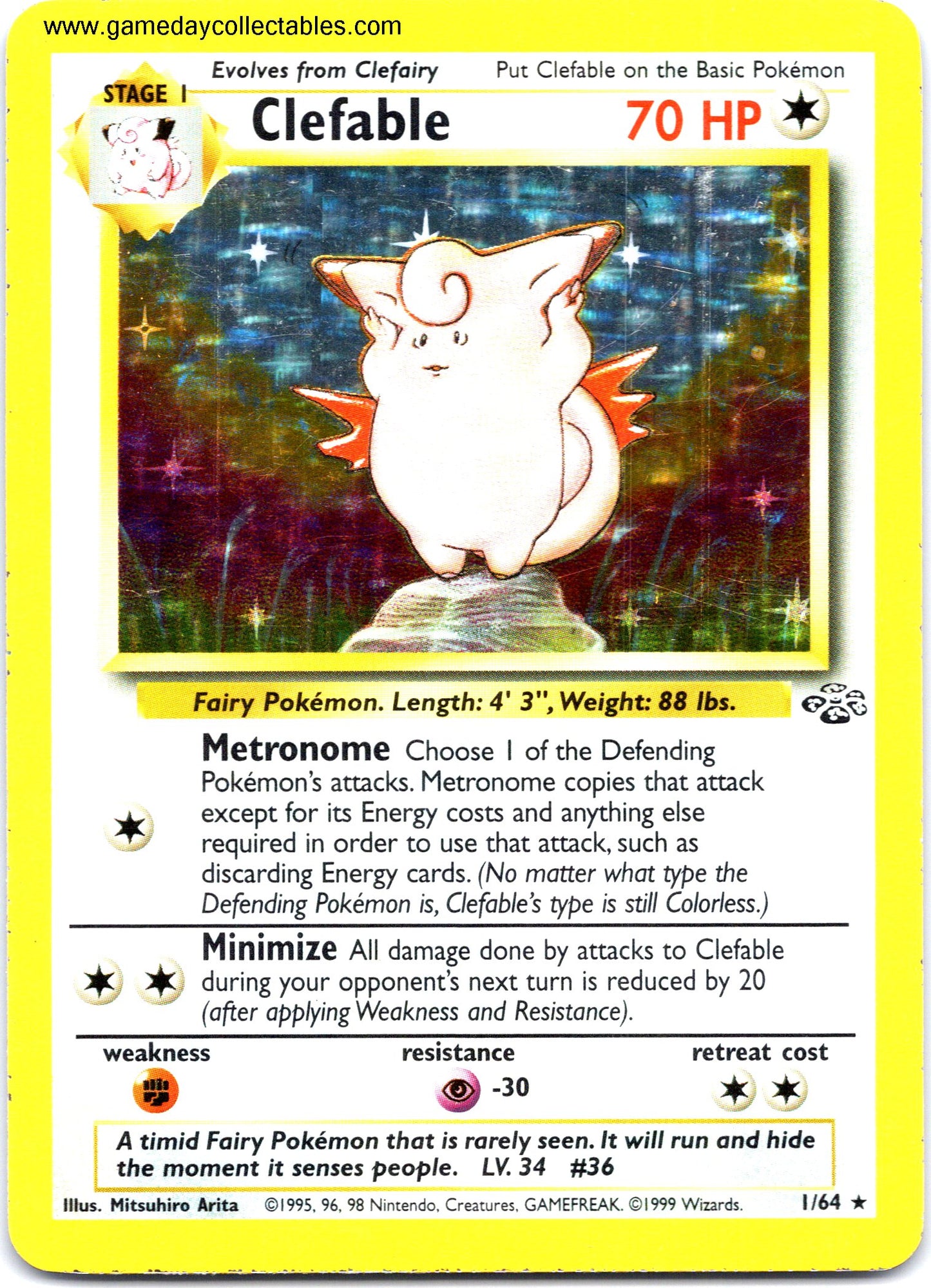 #01 Clefable - Jungle - Holo Rare (Ungraded Near Mint)