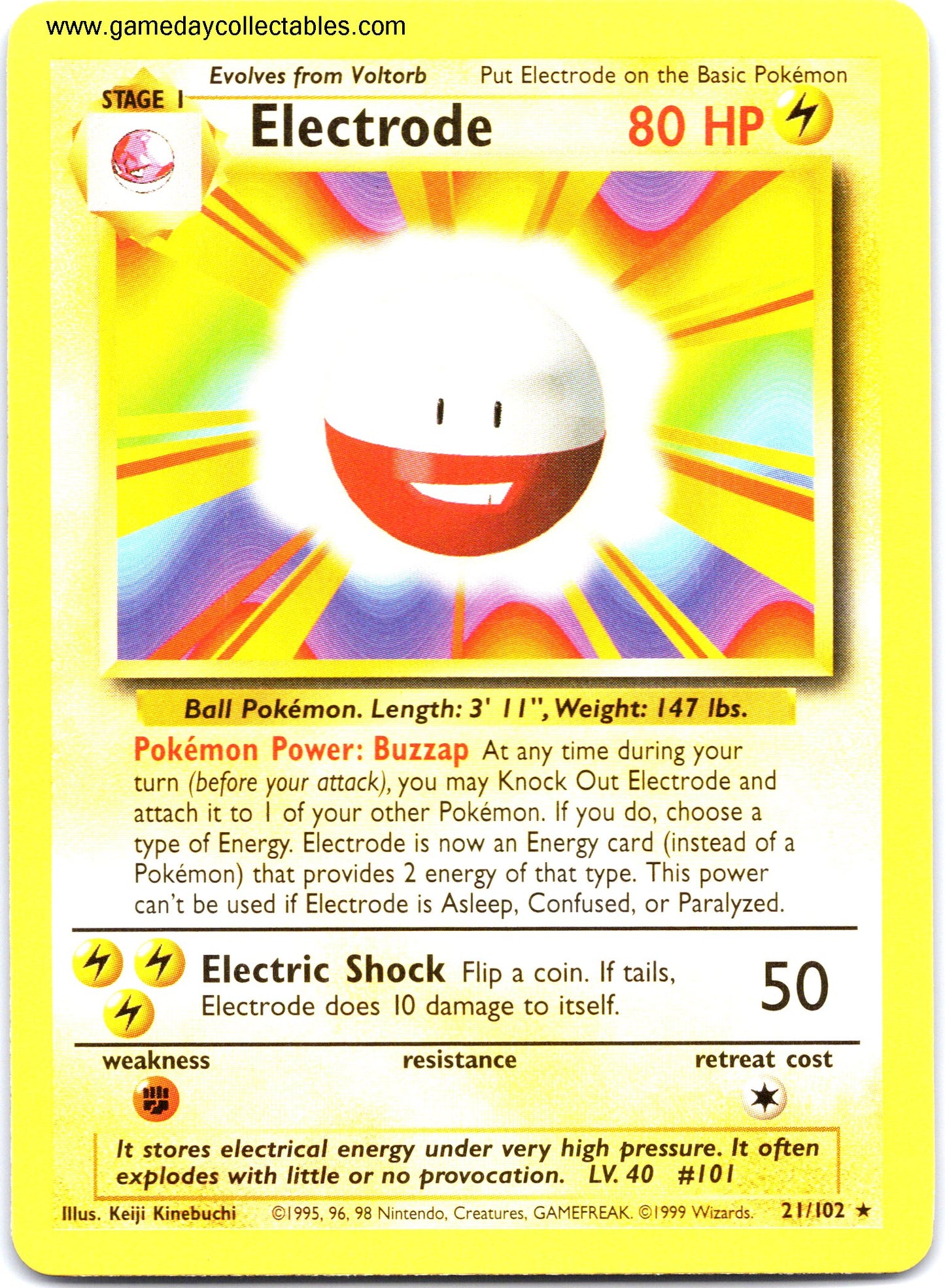 #021 Electrode - Base Set - Non Holo Rare (Ungraded Near Mint)