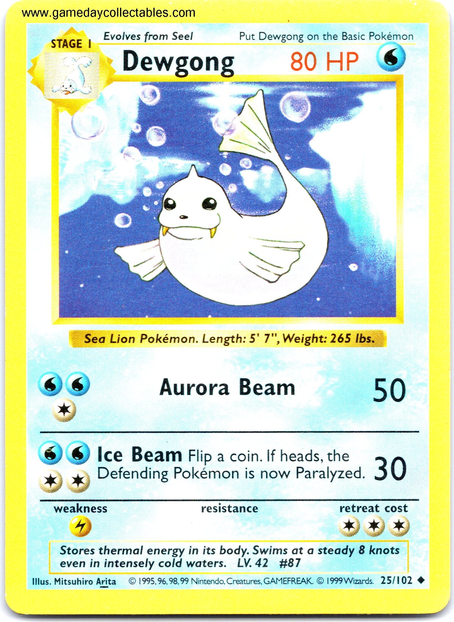 #025 Dewgong - Base Set - Uncommon (Ungraded Near Mint)