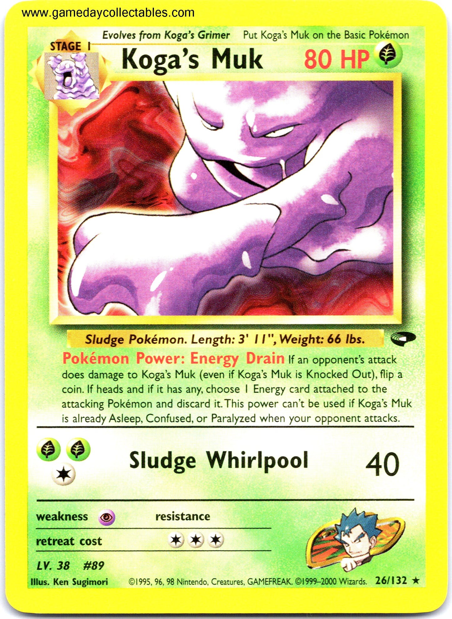 #026 Koga's Muk - Gym Challenge - Non Holo Rare (Ungraded Near Mint)