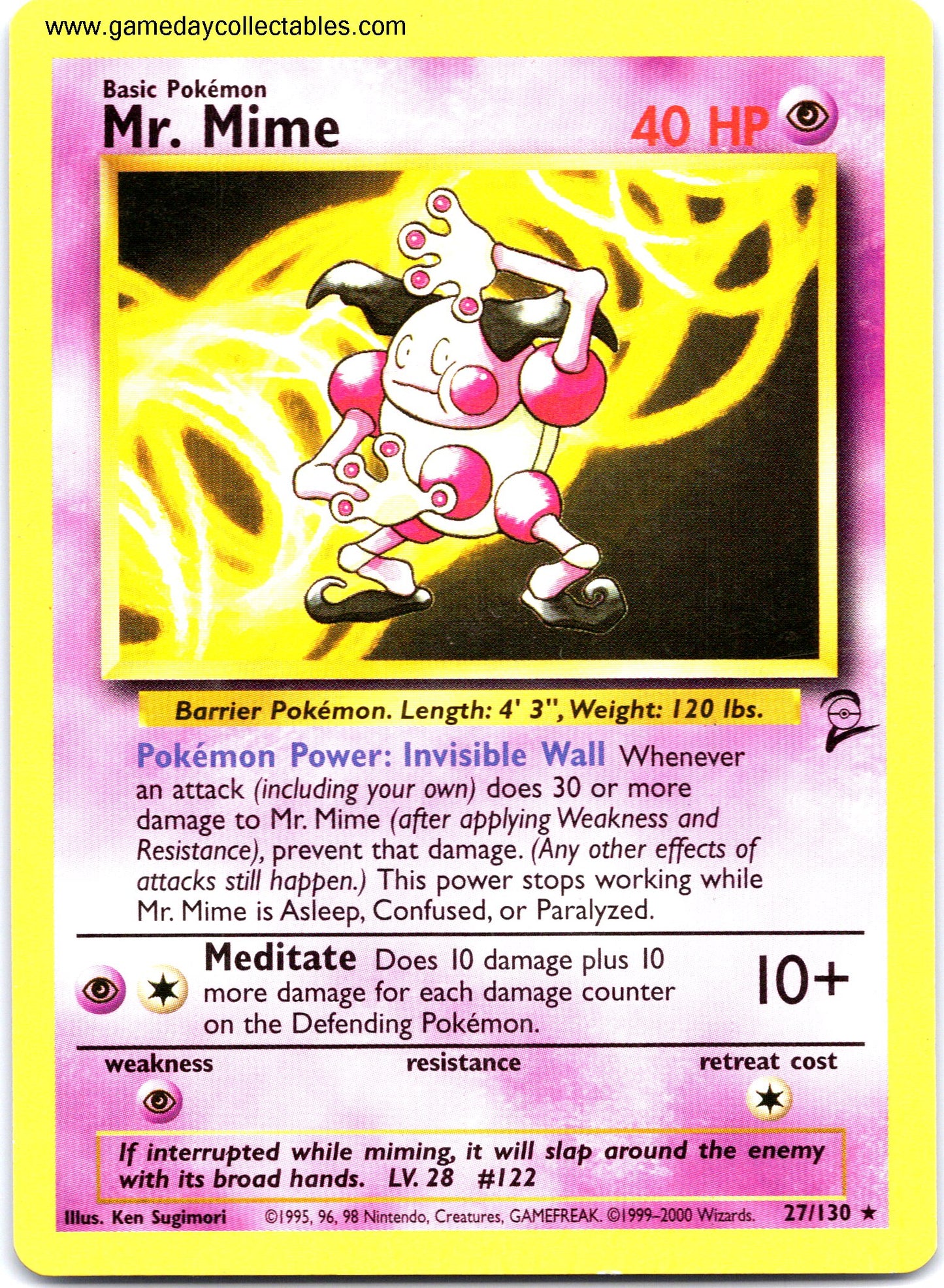 #027 Mr. Mime - Base Set 2 - Holo Rare (Ungraded Near Mint)