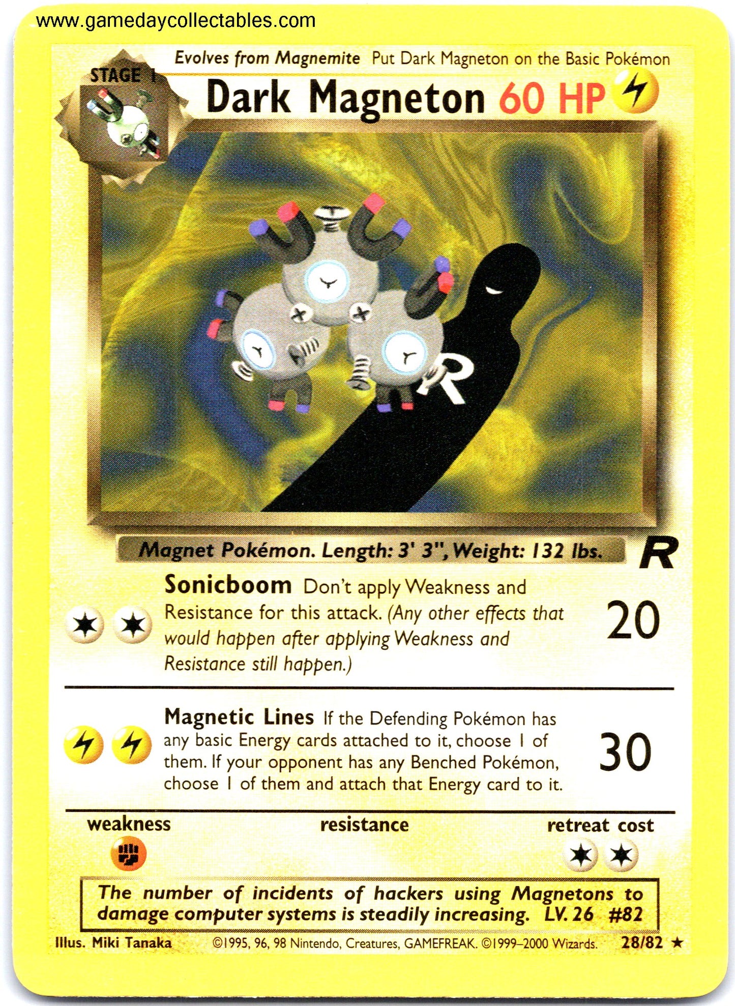 #28 Dark Magneton - Team Rocket - Non Holo Rare (Ungraded Near Mint)