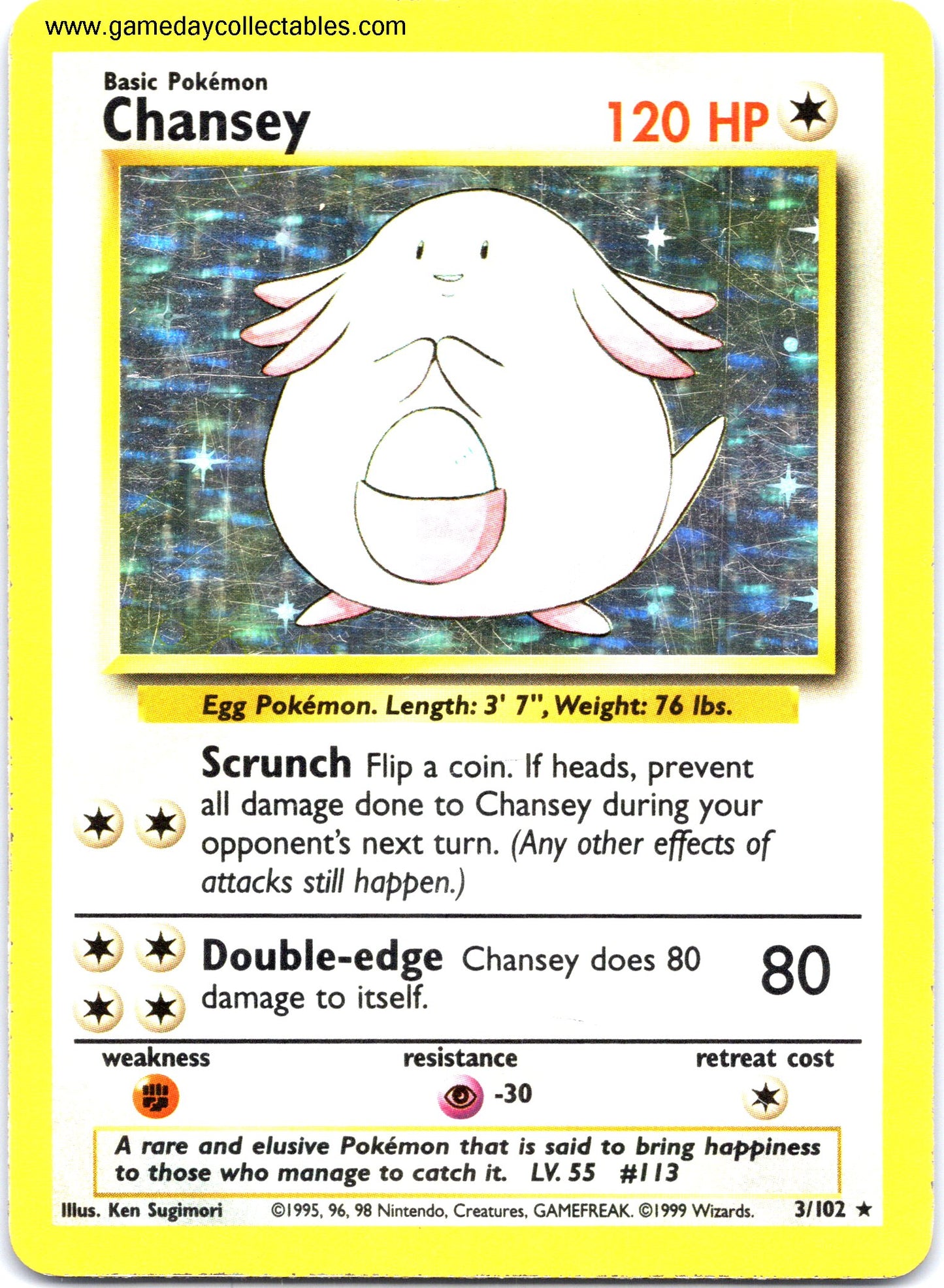 #003 Chansey - Base Set - Holo Rare (Ungraded Near Mint)