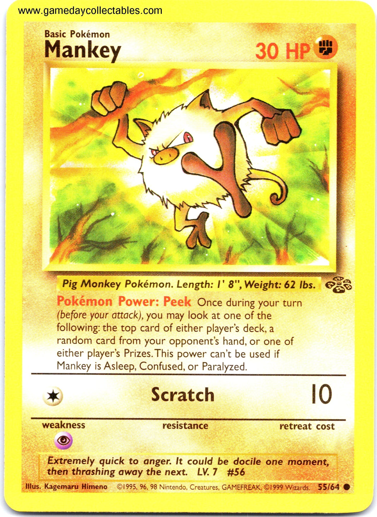 #55 Mankey - Jungle - Common (Ungraded Near Mint)