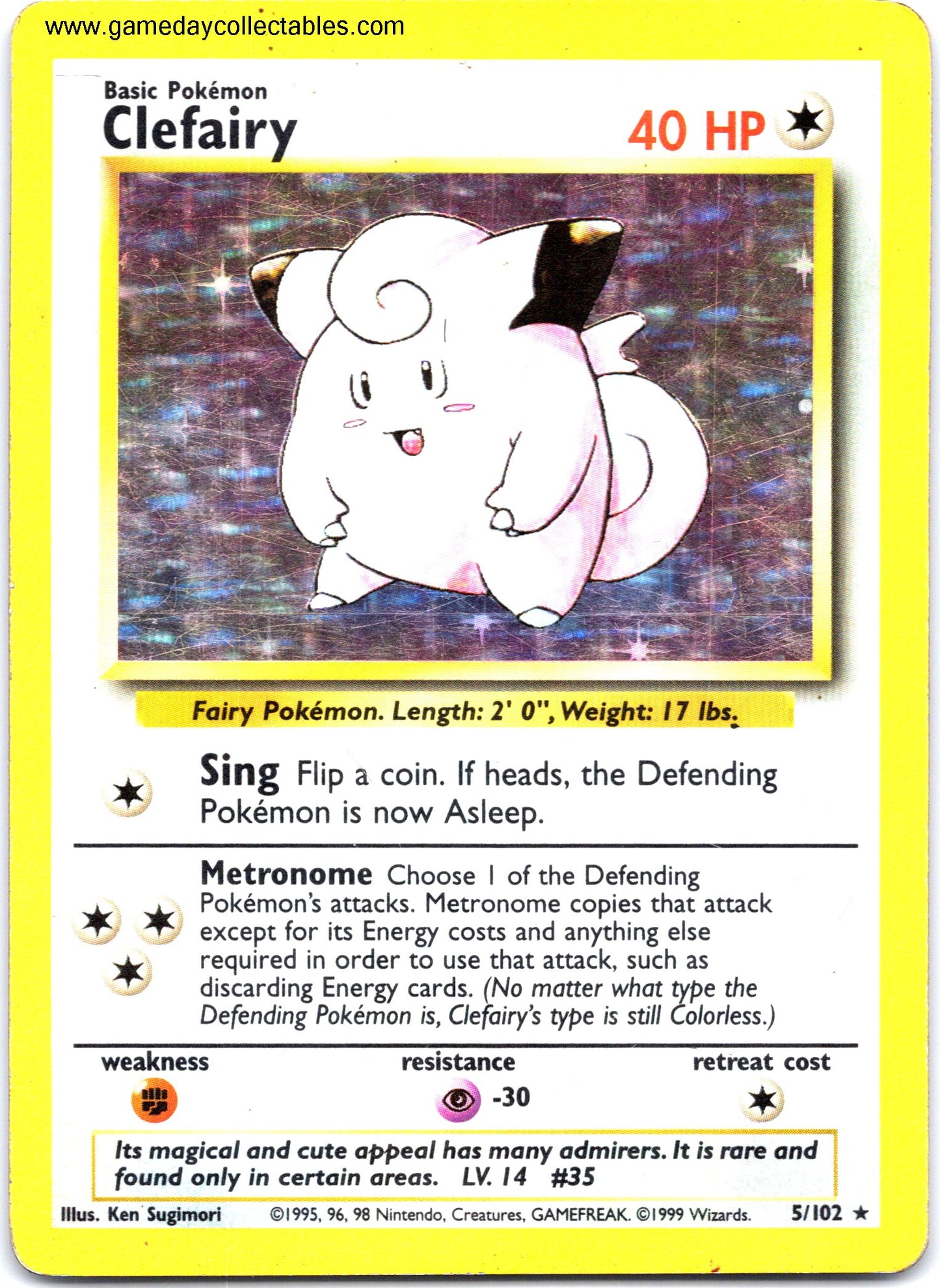 #005 Clefairy - Base Set - Holo Rare (Ungraded Near Mint)