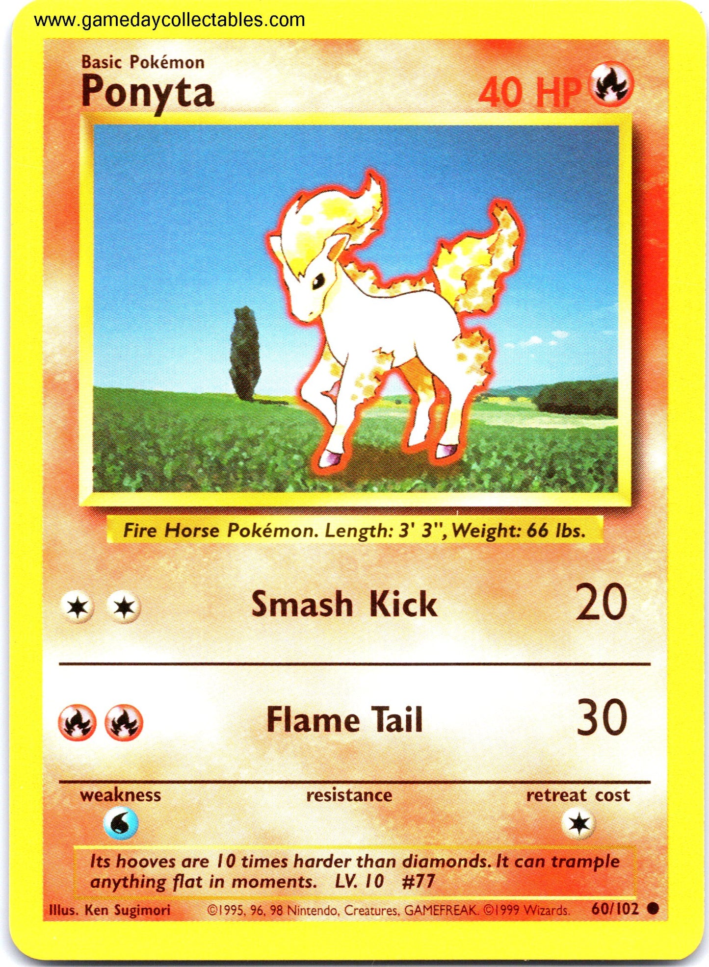 #060 Ponyta - Base Set - Common (Ungraded Near Mint)