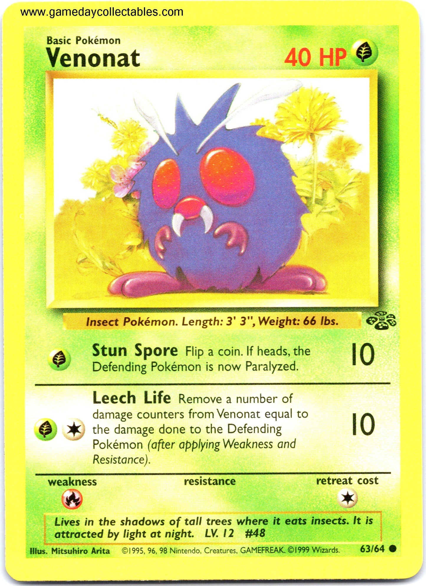 #63 Venonat - Jungle - Common (Ungraded Near Mint)