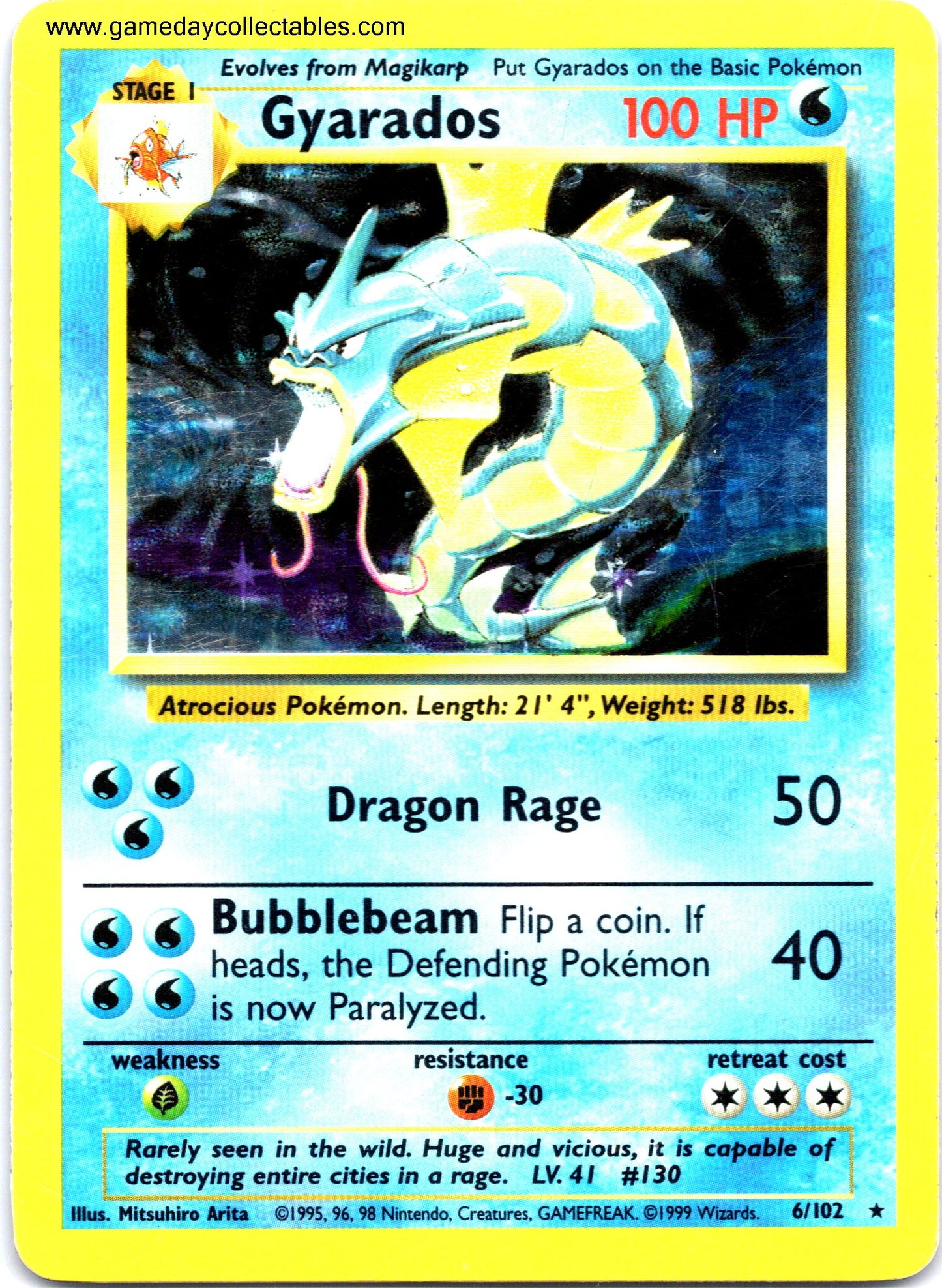 #006 Gyarados - Base Set - Holo Rare (Ungraded Near Mint)