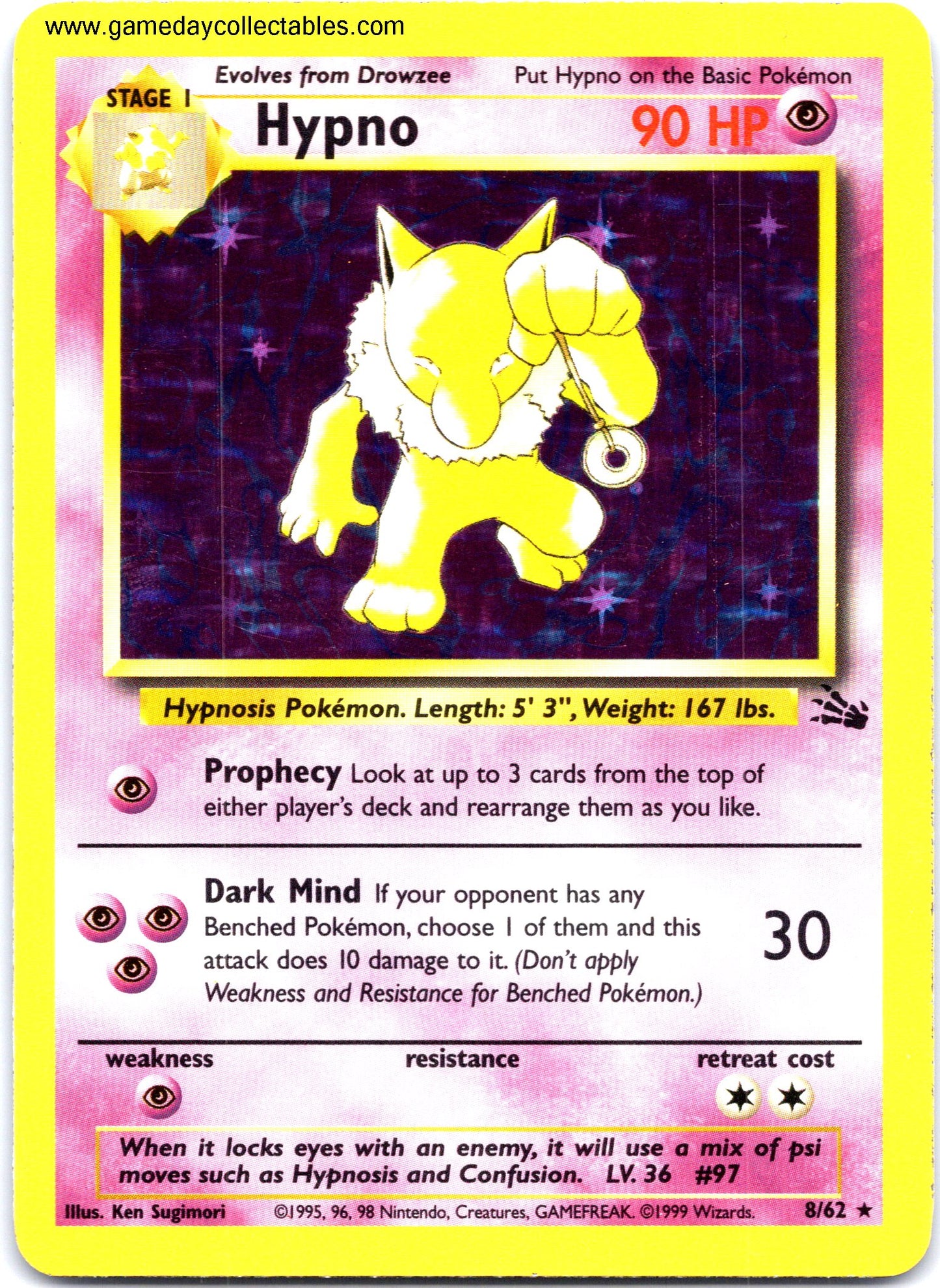 #08 Hypno - Fossil - Holo Rare (Ungraded Near Mint)