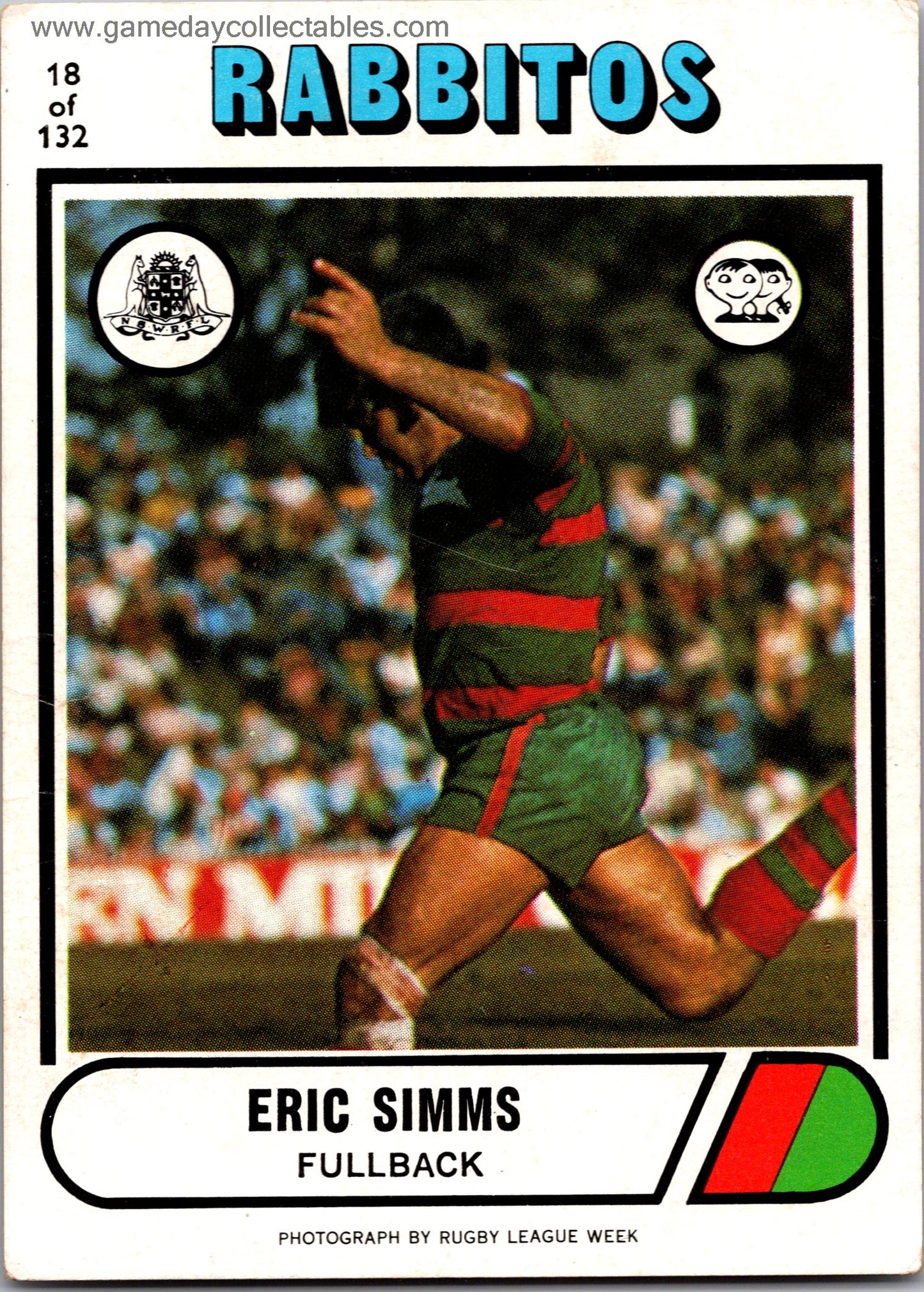 1976 SCANLENS - 018 Eric Simms - South Sydney Rabbitohs