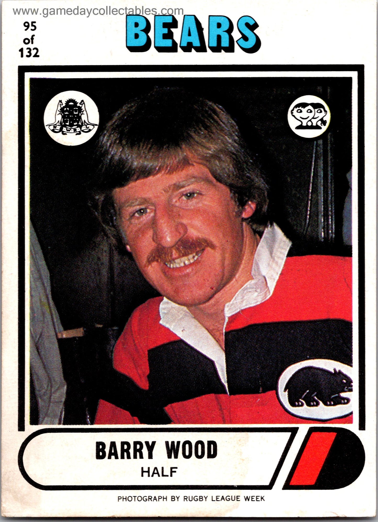 1976 SCANLENS - 095 Barry Wood - North Sydney Bears