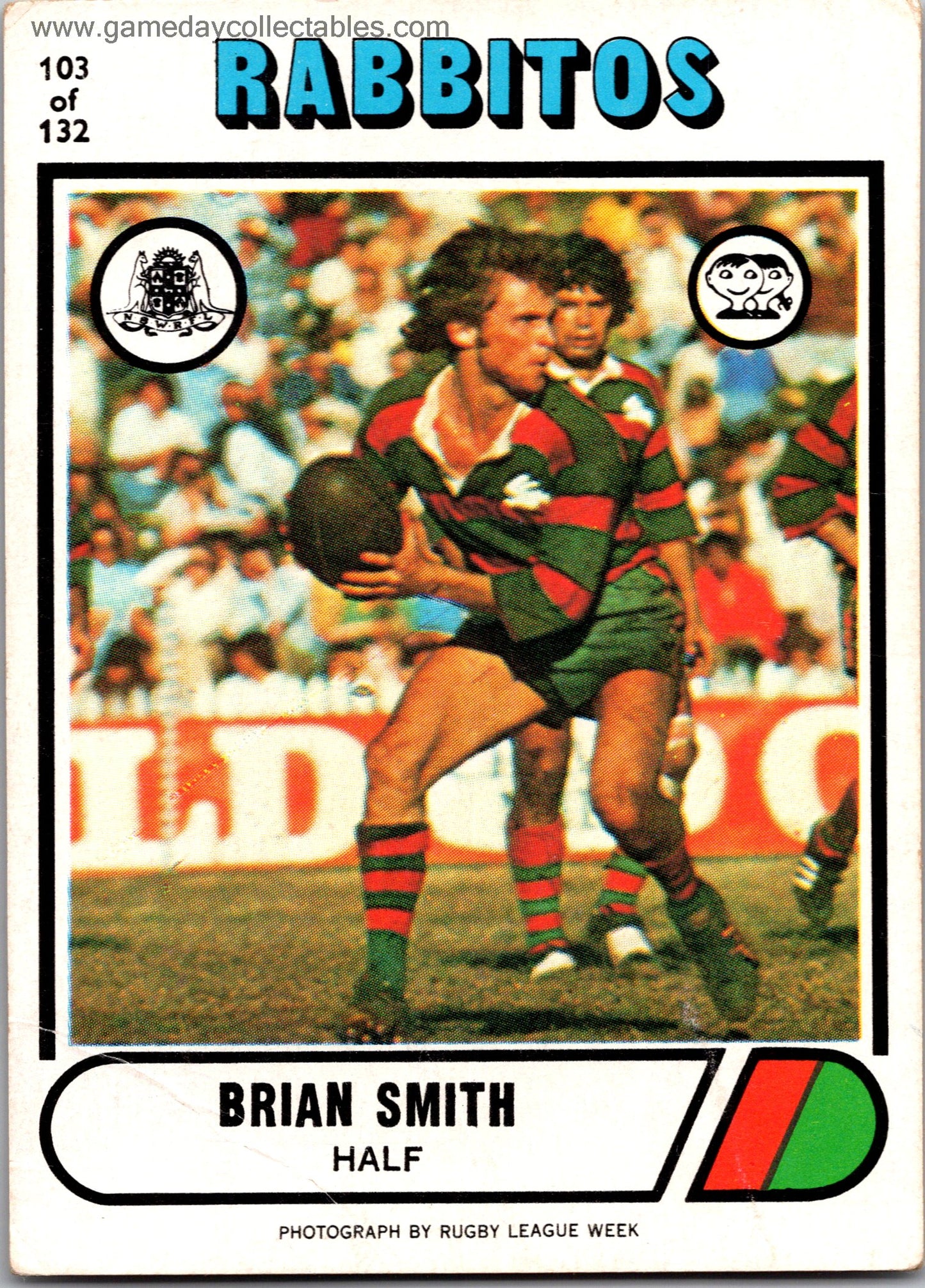 1976 SCANLENS - 103 Brian Smith - South Sydney Rabbitohs