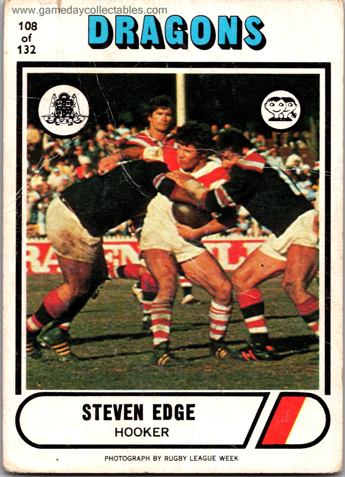 1976 SCANLENS - 108 Steve Edge - St George Dragons