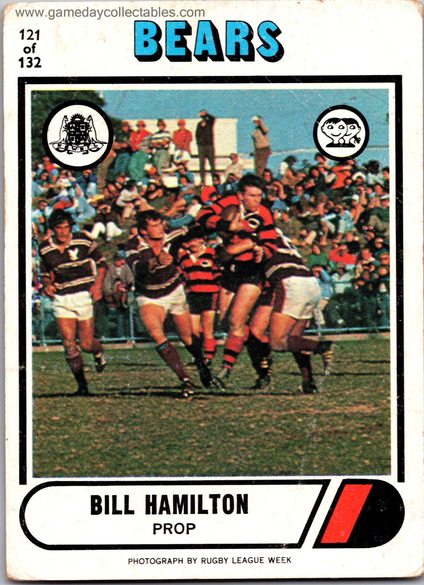1976 SCANLENS - 121 Bill Hamilton - North Sydney Bears