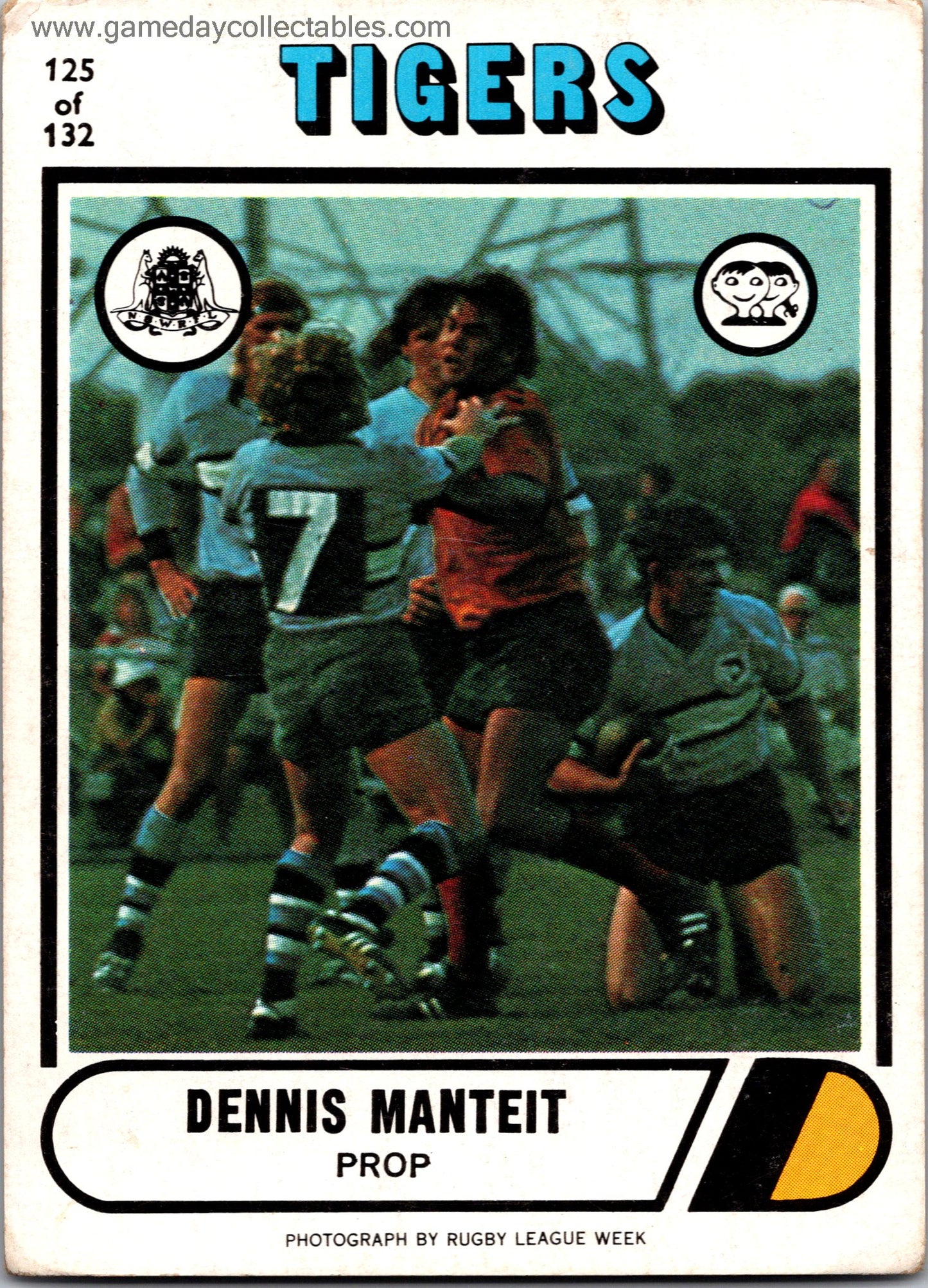 1976 SCANLENS - 125 Dennis Manteit - Balmain Tigers