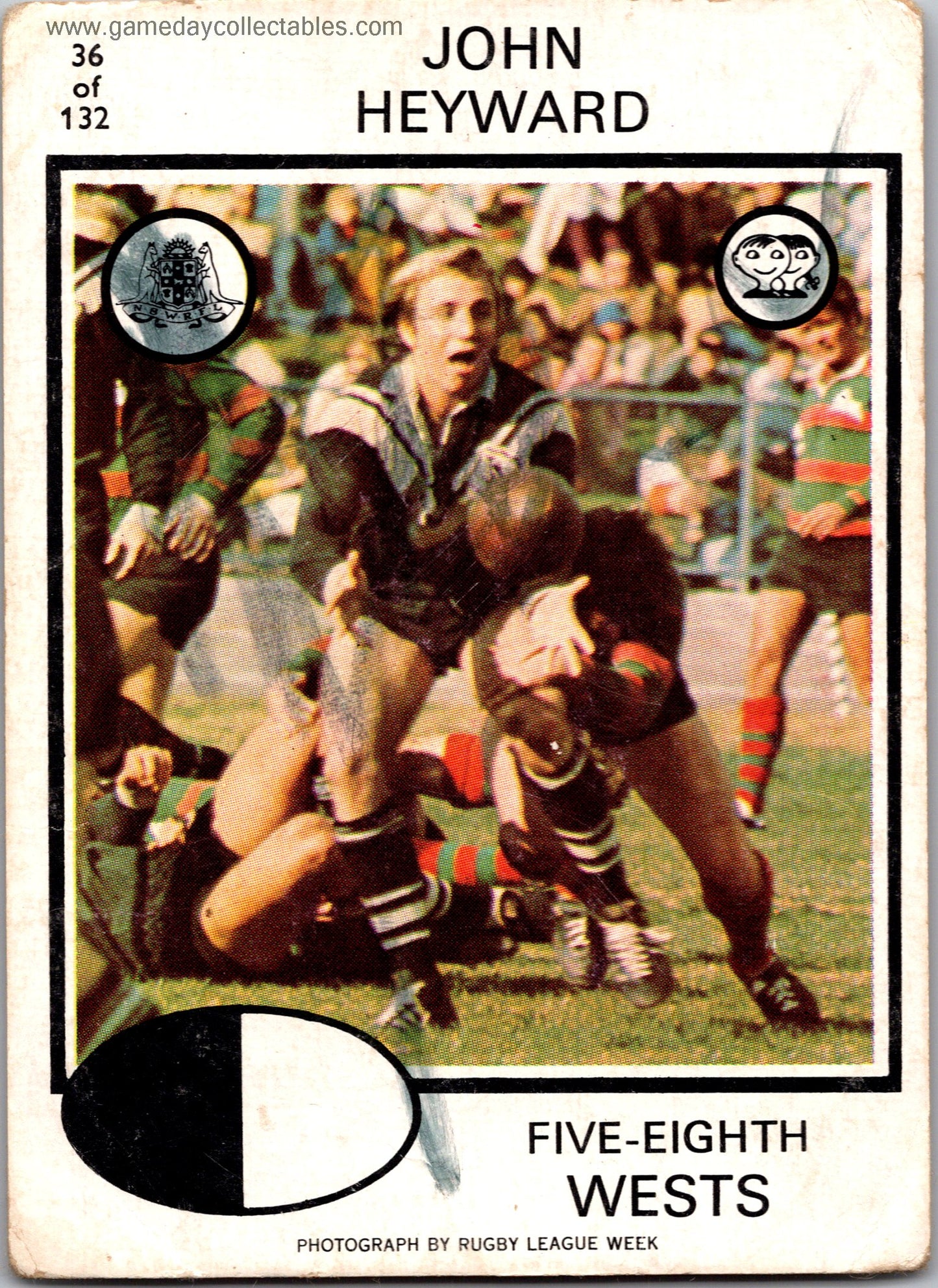 1975 SCANLENS - 036 John Heyward - Western Suburbs Magpies