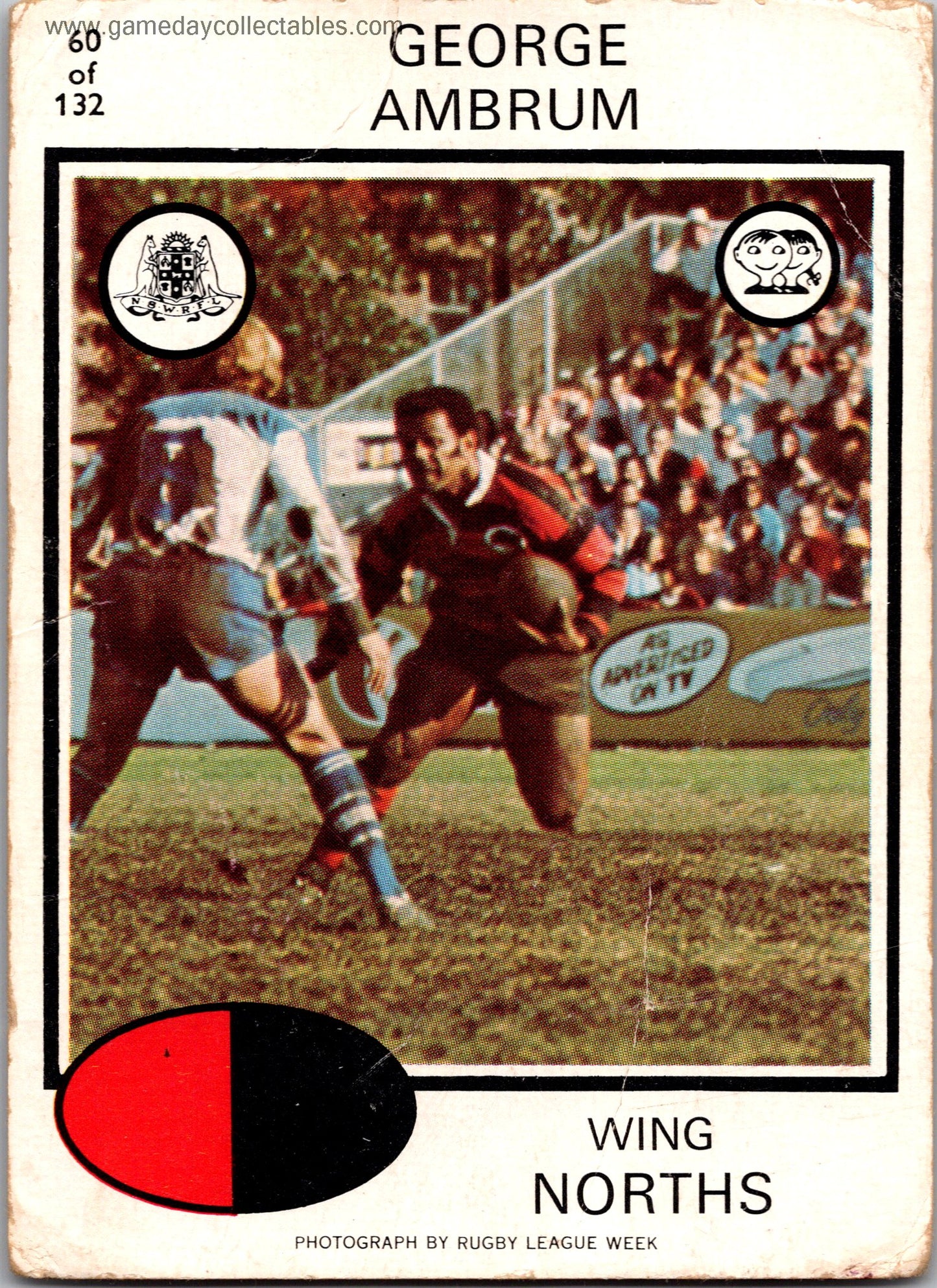 1975 SCANLENS - 060 George Ambrum - North Sydney Bears