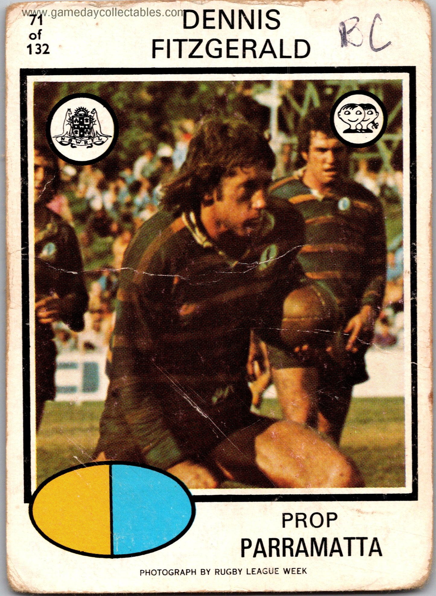 1975 SCANLENS - 071 Dennis Fitzgerald - Parramatta Eels