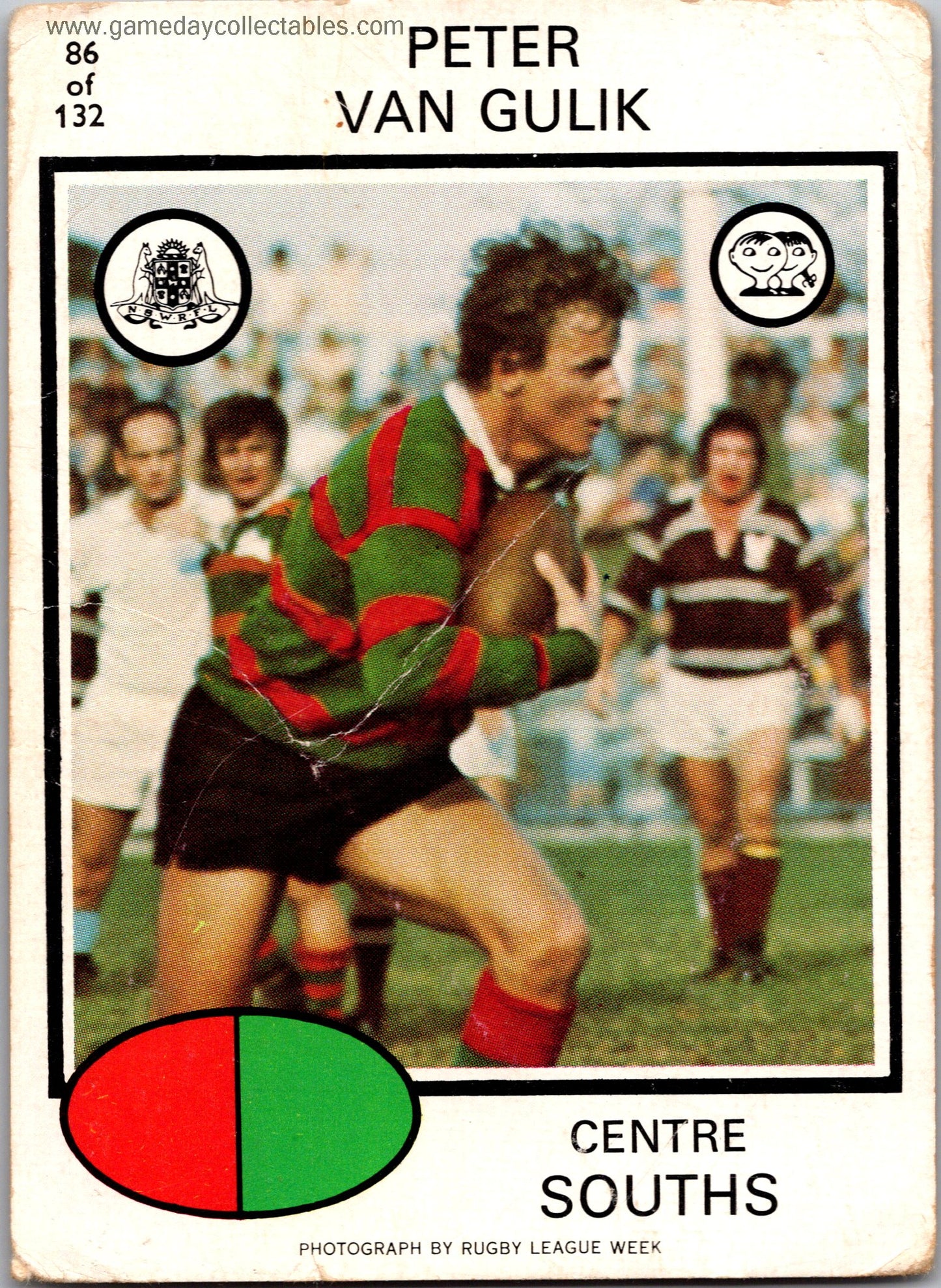 1975 SCANLENS - 086 Peter Van Gulik - South Sydney Rabbitohs