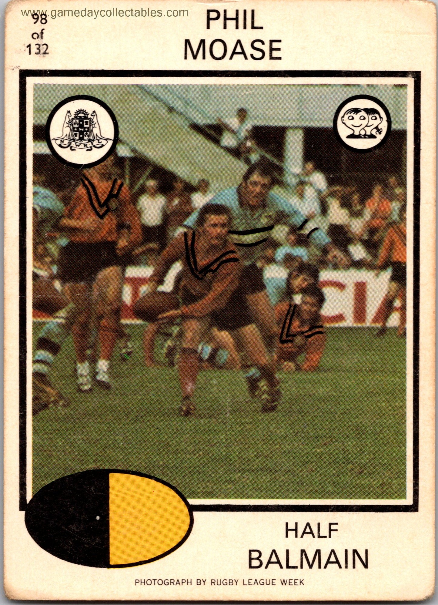 1975 SCANLENS - 098 Phil Moase - Balmain Tigers