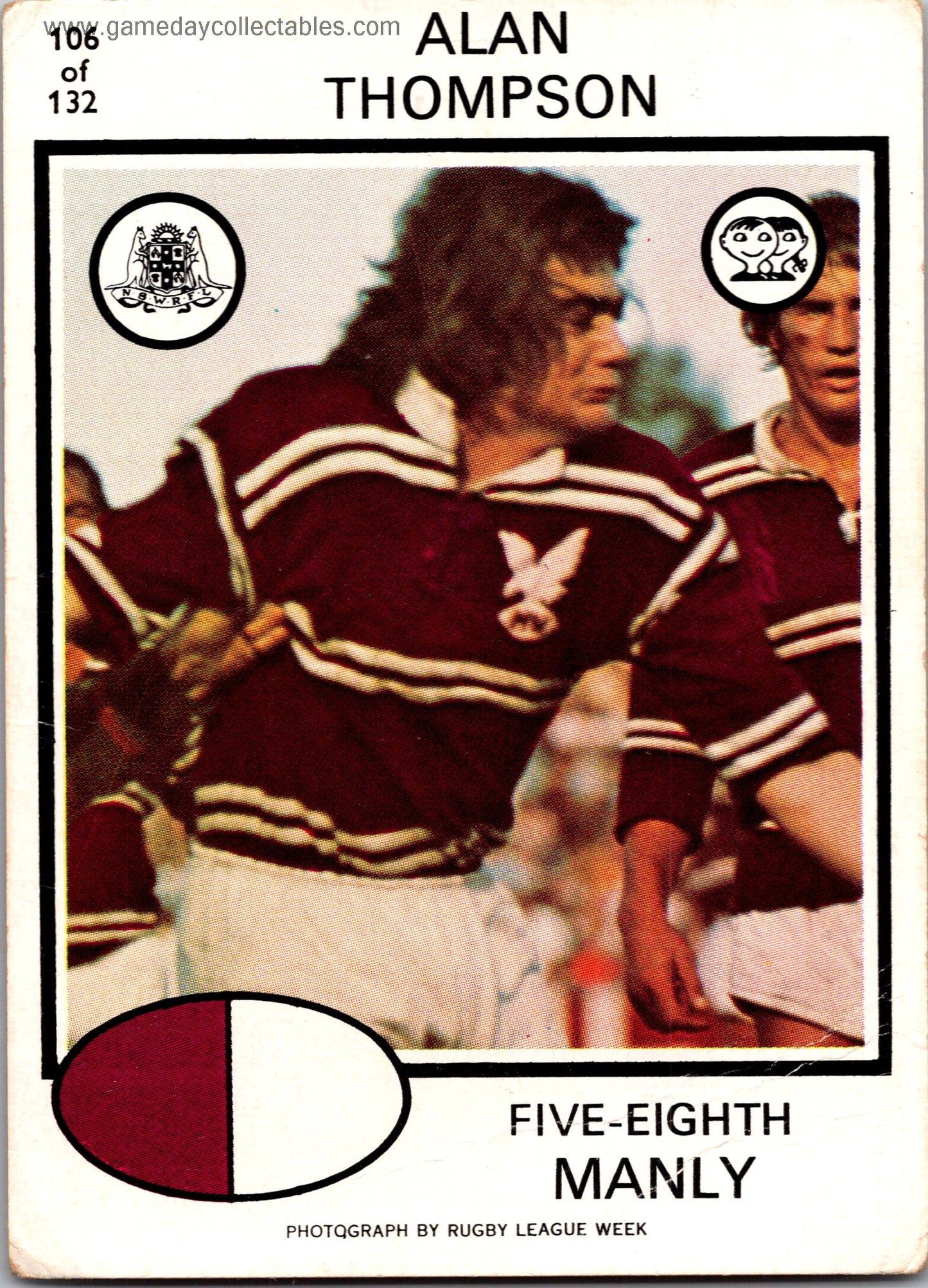 1975 SCANLENS - 106 Alan Thompson - Manly Warringah Sea Eagles