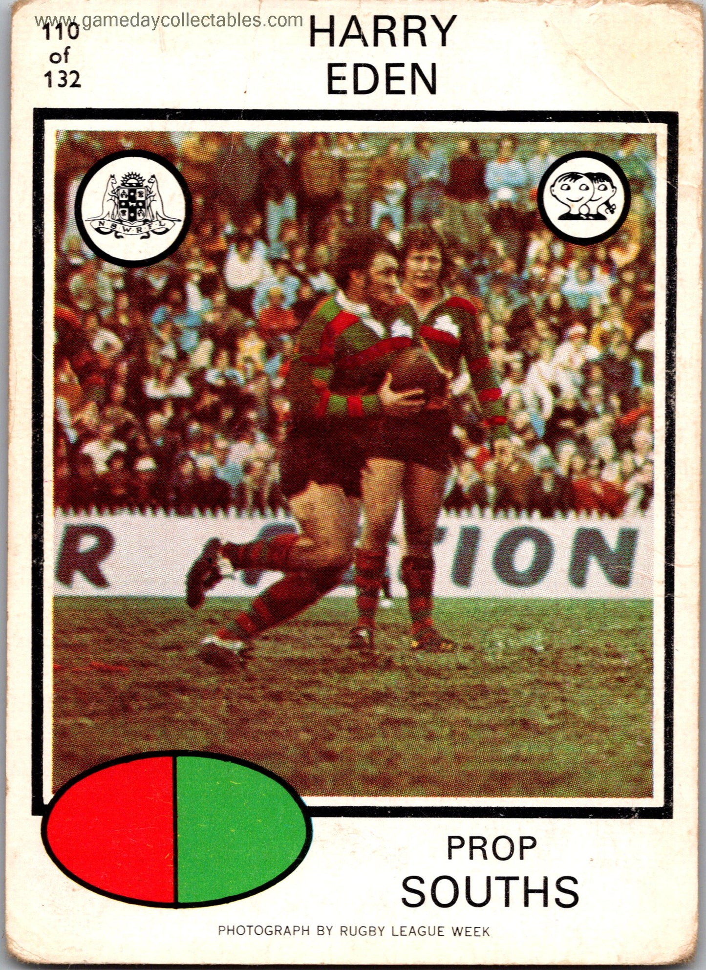1975 SCANLENS - 110 Harry Eden - South Sydney Rabbitohs