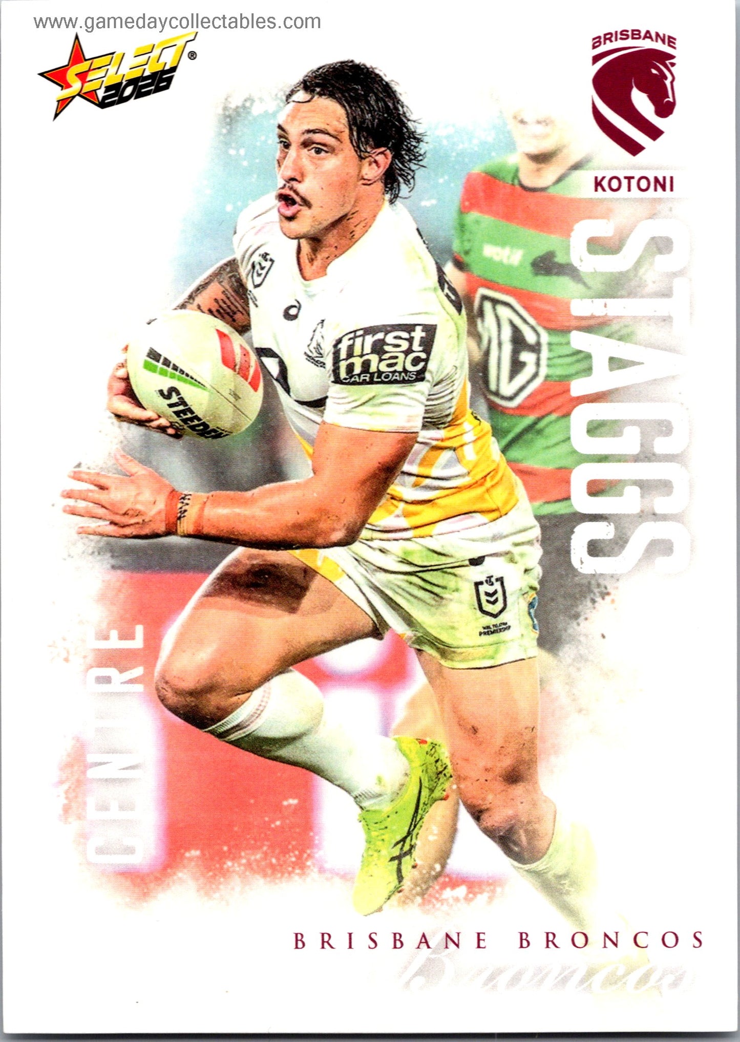 2026 NRL League Heroes Common - 010 Kotoni Staggs - Brisbane Broncos