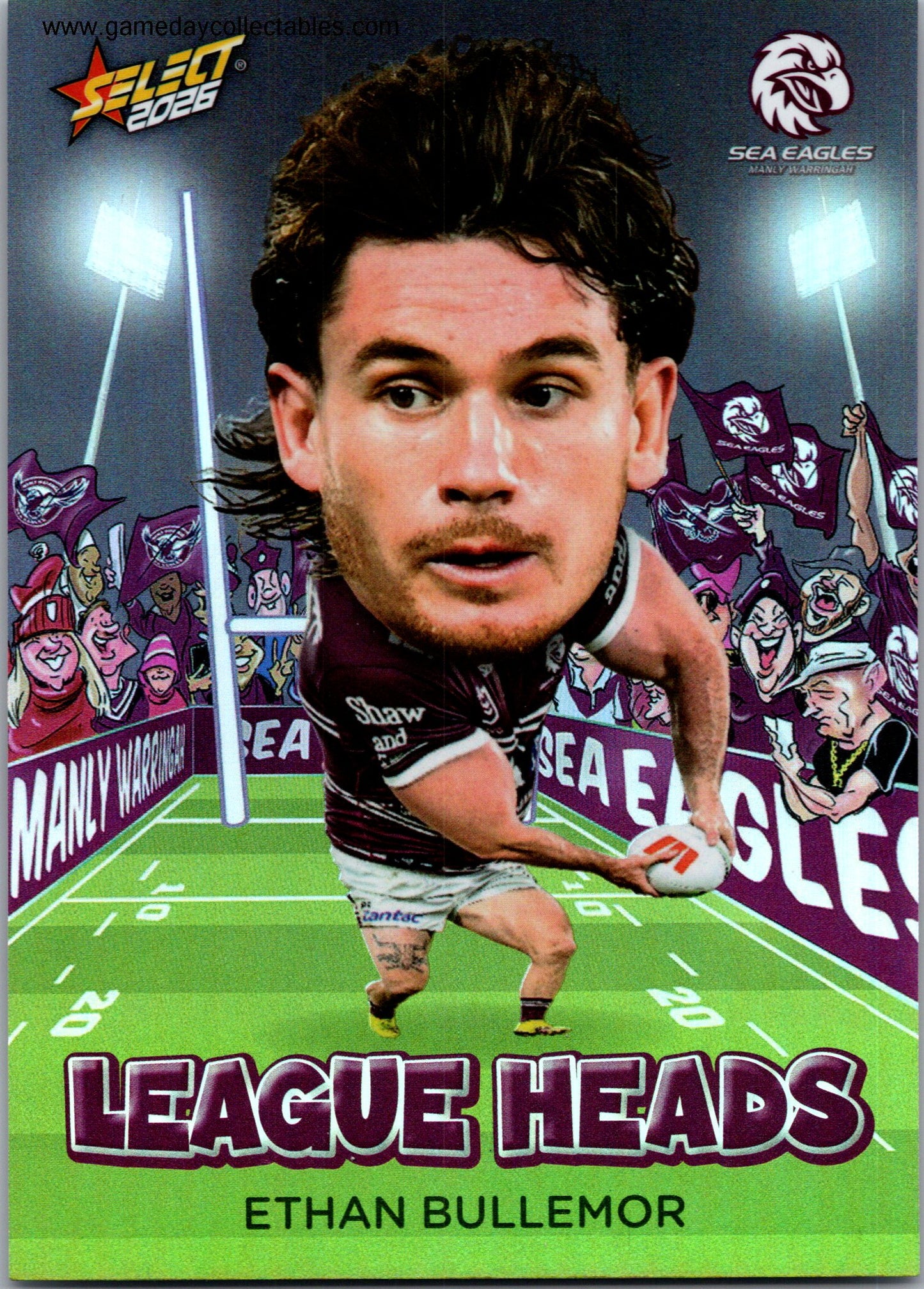 2026 NRL League Heroes League Heads - LH50 Ethan Bullemor - Manly Warringah Sea Eagles