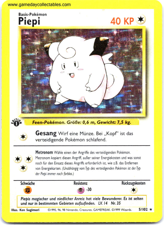 #005/102 Piepi (Clefairy) - Base Set (German) - 1st Ed Holo Rare (Ungraded Near Mint)