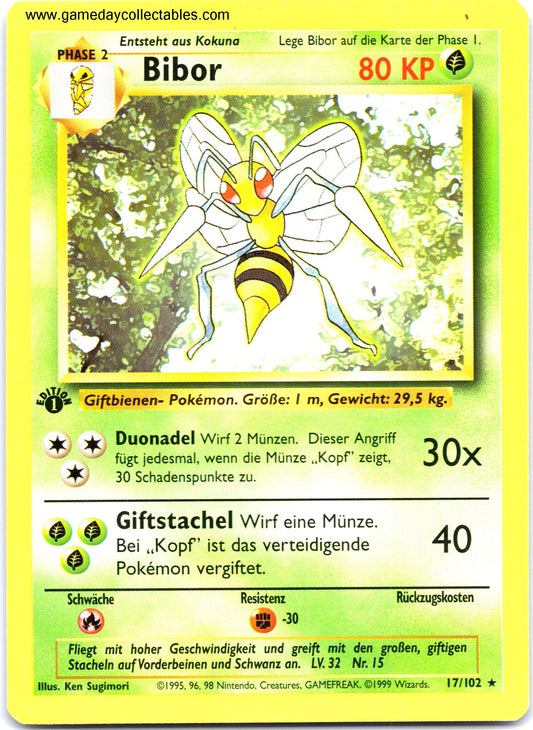 #017/102 Bibor (Beedrill) - Base Set (German) - 1st Ed Non Holo Rare (Ungraded Near Mint)