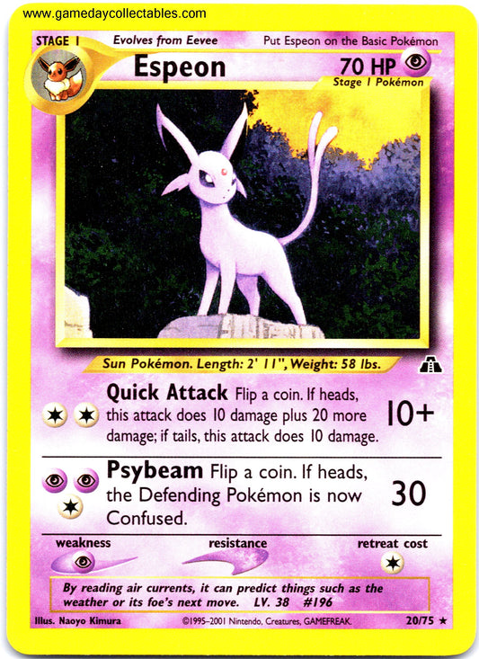 #020 Espeon - Neo Discovery - Non Holo Rare (Ungraded Near Mint)