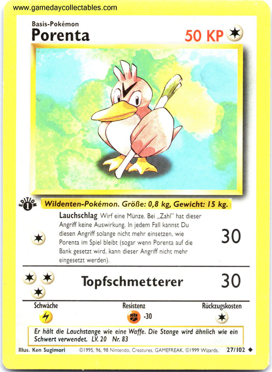 #027/102 Porenta (Farfetch'd) - Base Set (German) - 1st Ed Uncommon (Ungraded Near Mint)