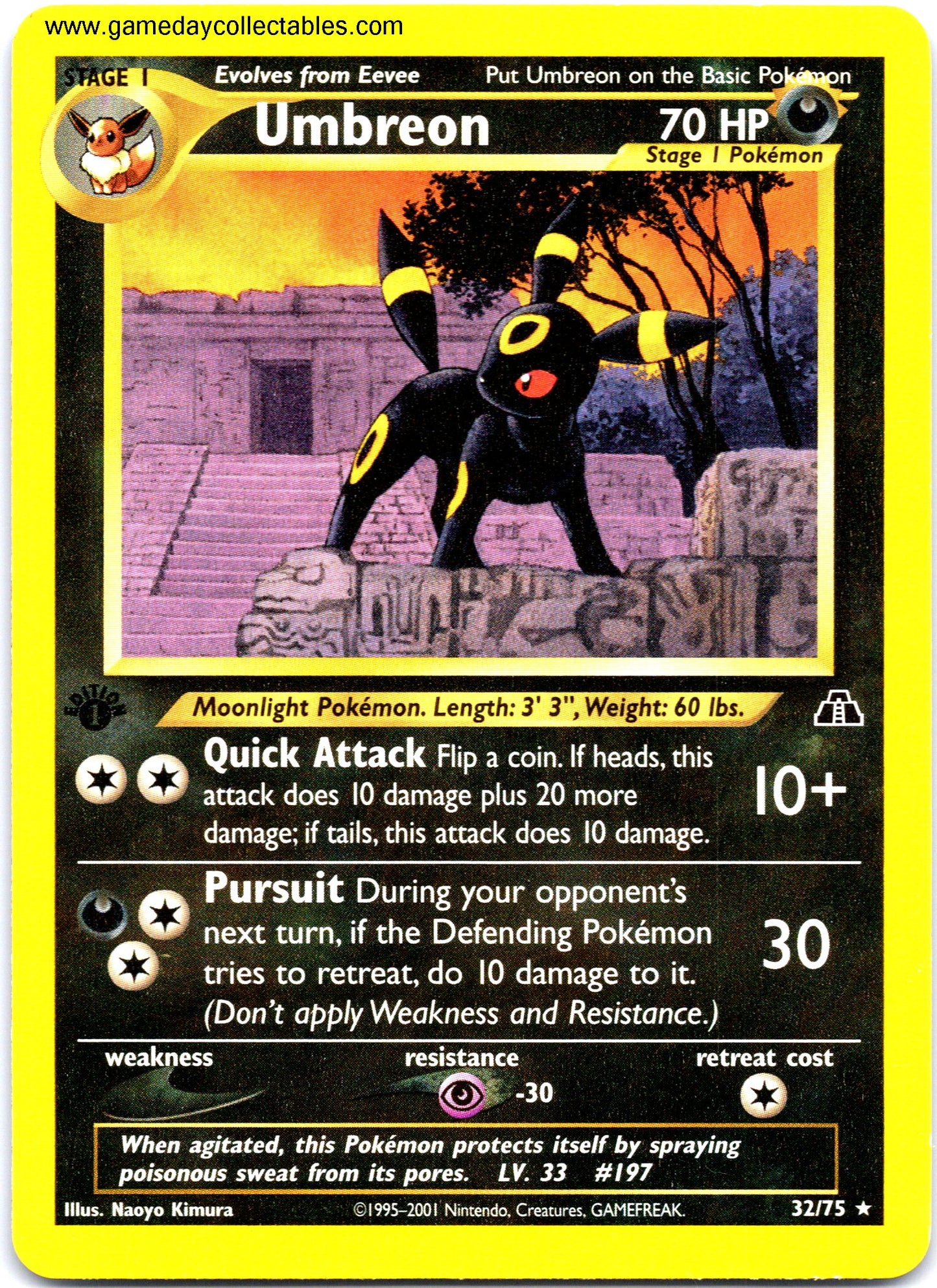 #032 Umbreon - Neo Discovery - 1st Ed Non Holo Rare (Ungraded Near Mint)