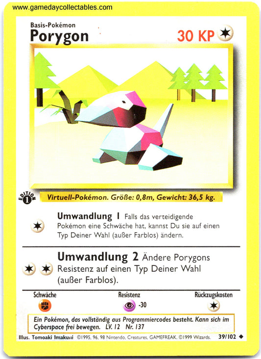 #039/102 Porygon - Base Set (German) - 1st Ed Uncommon (Ungraded Near Mint)